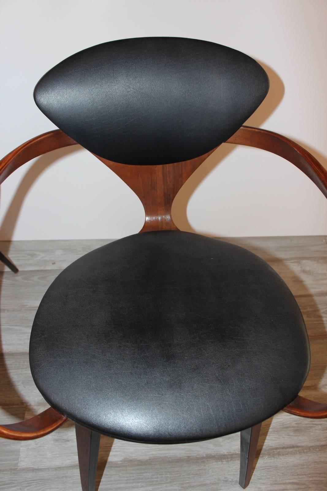 Upholstery Identical Pair of Norman Cherner, Plycraft Pretzel Armchairs, circa 1963