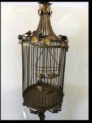 Vintage Floral Iron Gilt Bird Cage