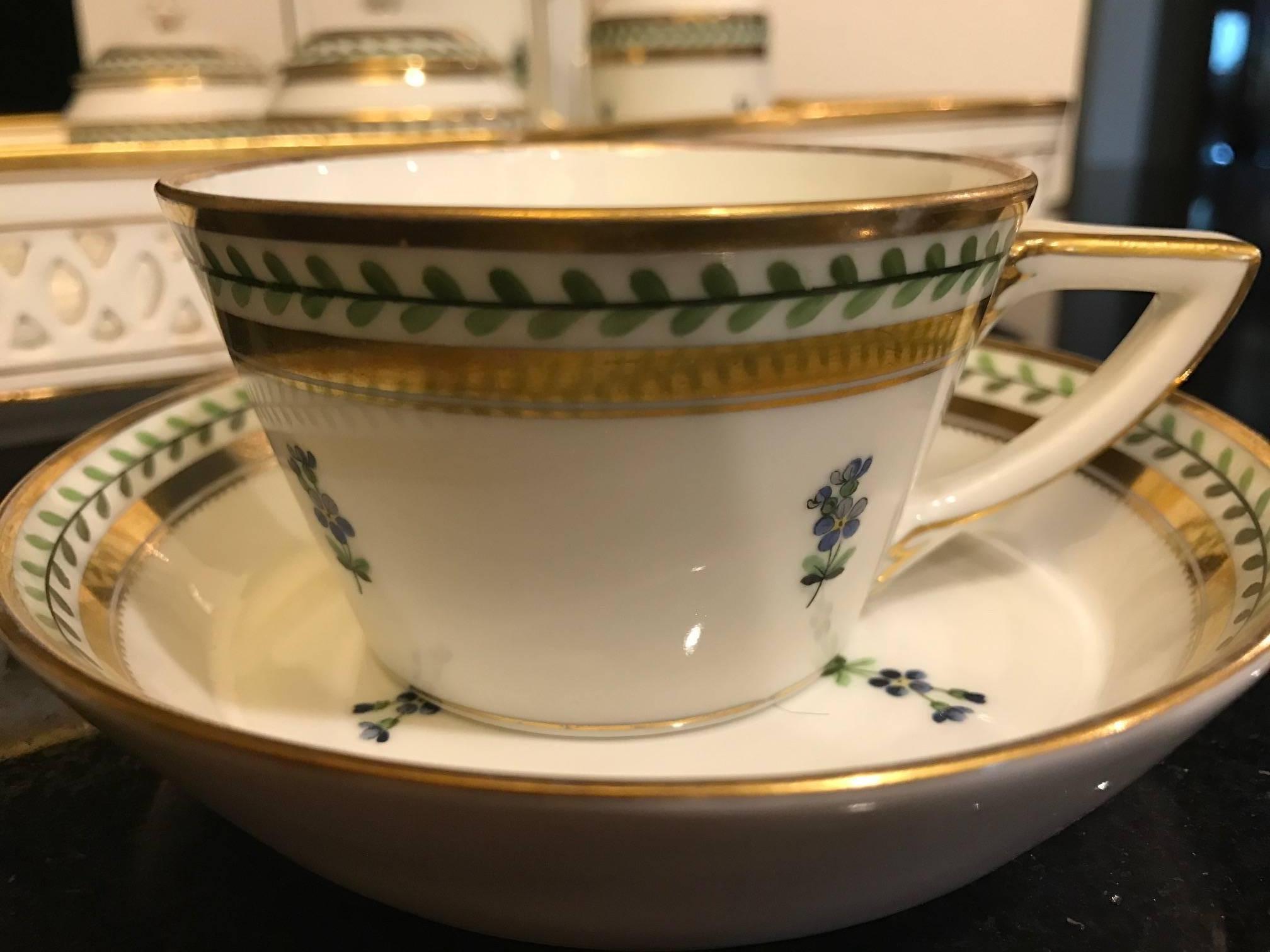 Hand-Painted 19th Century Austrian Porcelain Tea and Dessert Set Ernst Wahliss