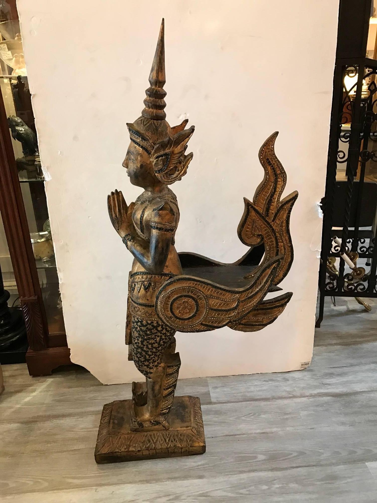 Gilt Large Antiques Thai Goddess Statue