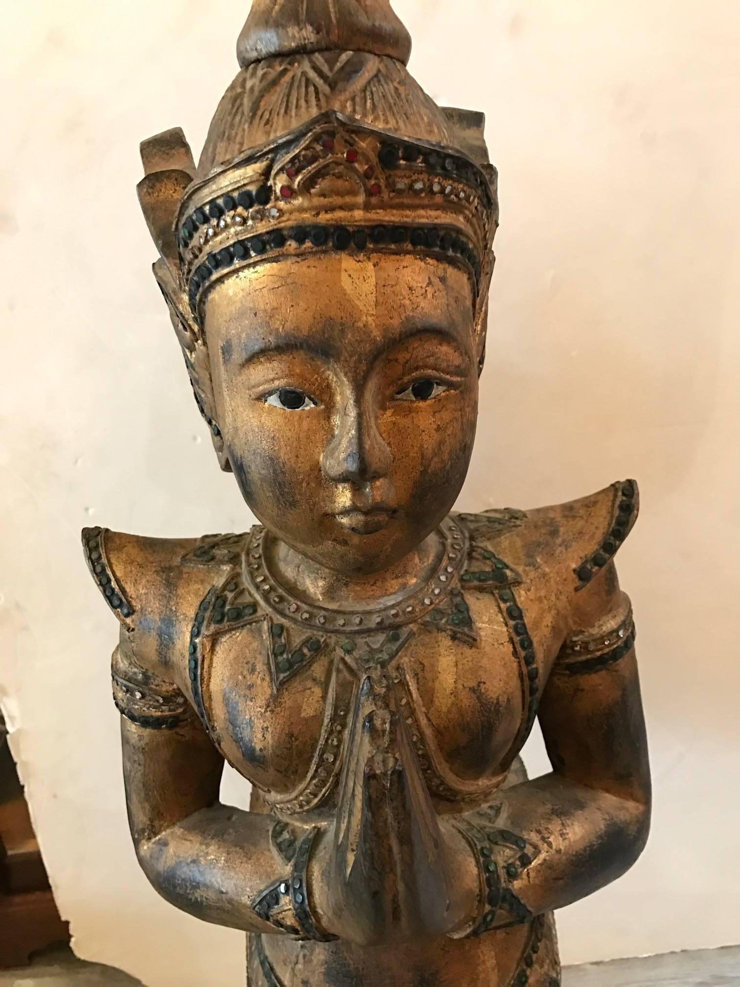 Large Antiques Thai Goddess Statue In Excellent Condition In Lambertville, NJ