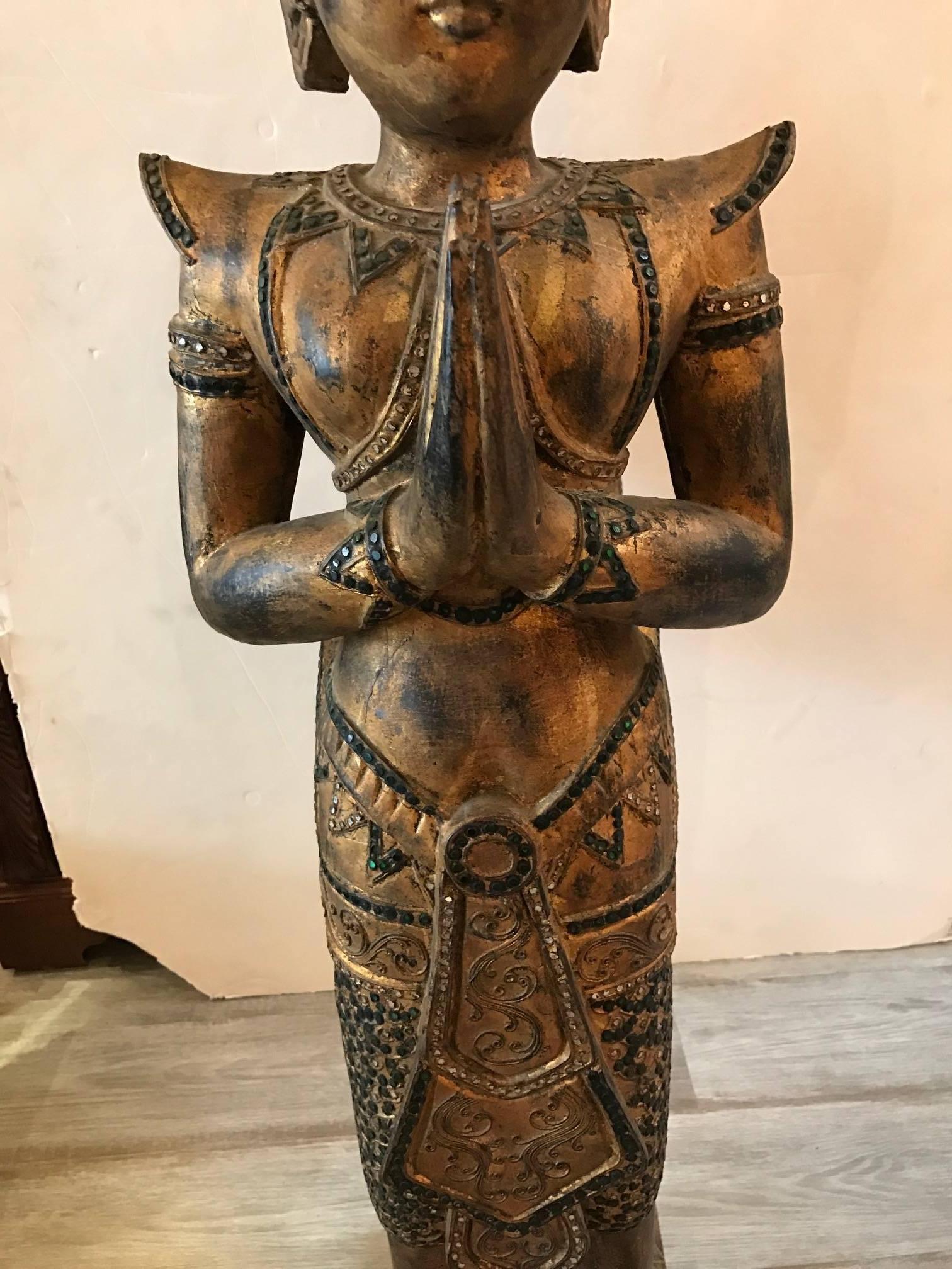 19th Century Large Antiques Thai Goddess Statue