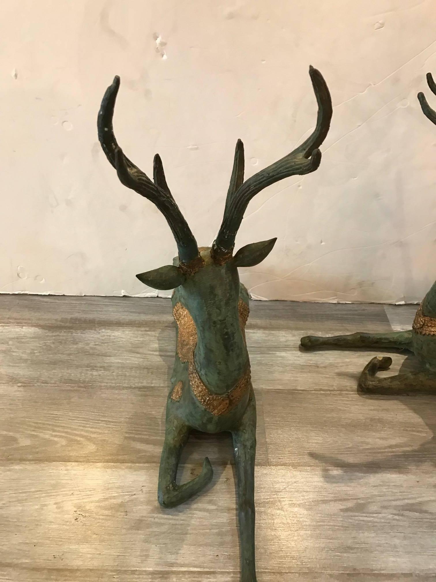 bronze deer statues