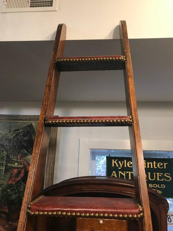 Antique Oak Library Ladder For Sale at 1stdibs