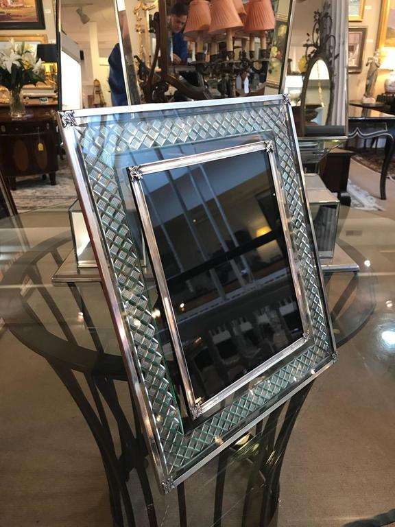 Large Sterling Silver and CutGlass Picture Frame at 1stDibs