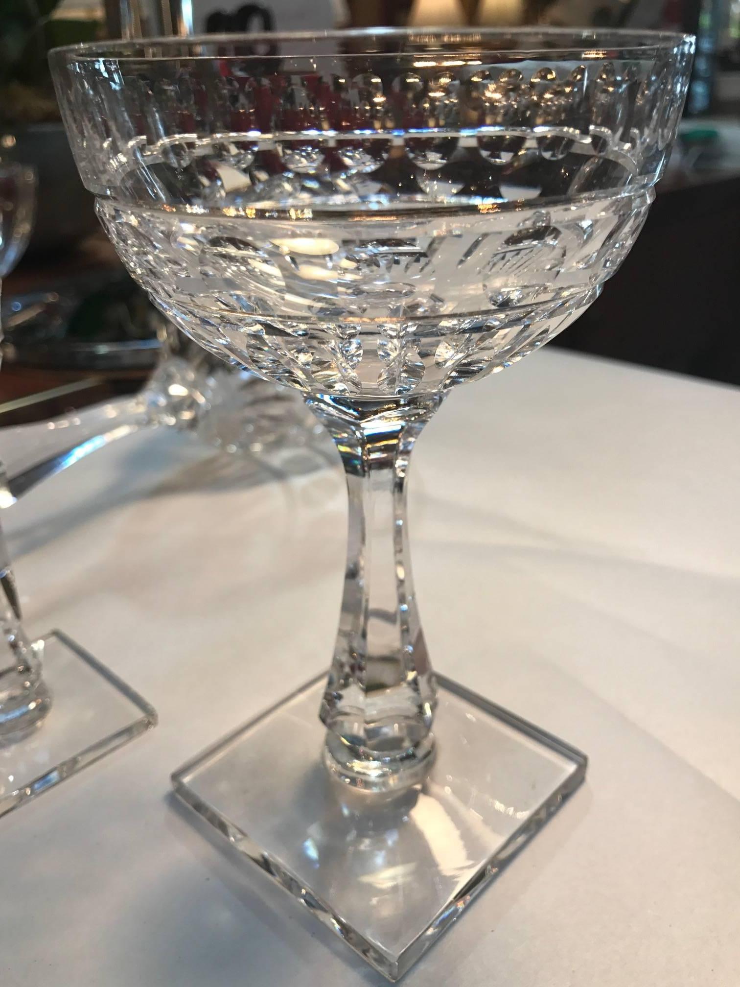 Set of 36 Antique Hawkes Stemware Glasses In Excellent Condition In Lambertville, NJ