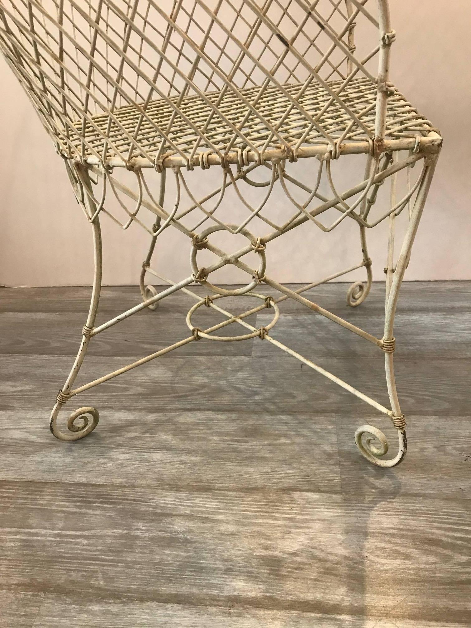 Pair of French Painted Wire Tub Back Chairs 1