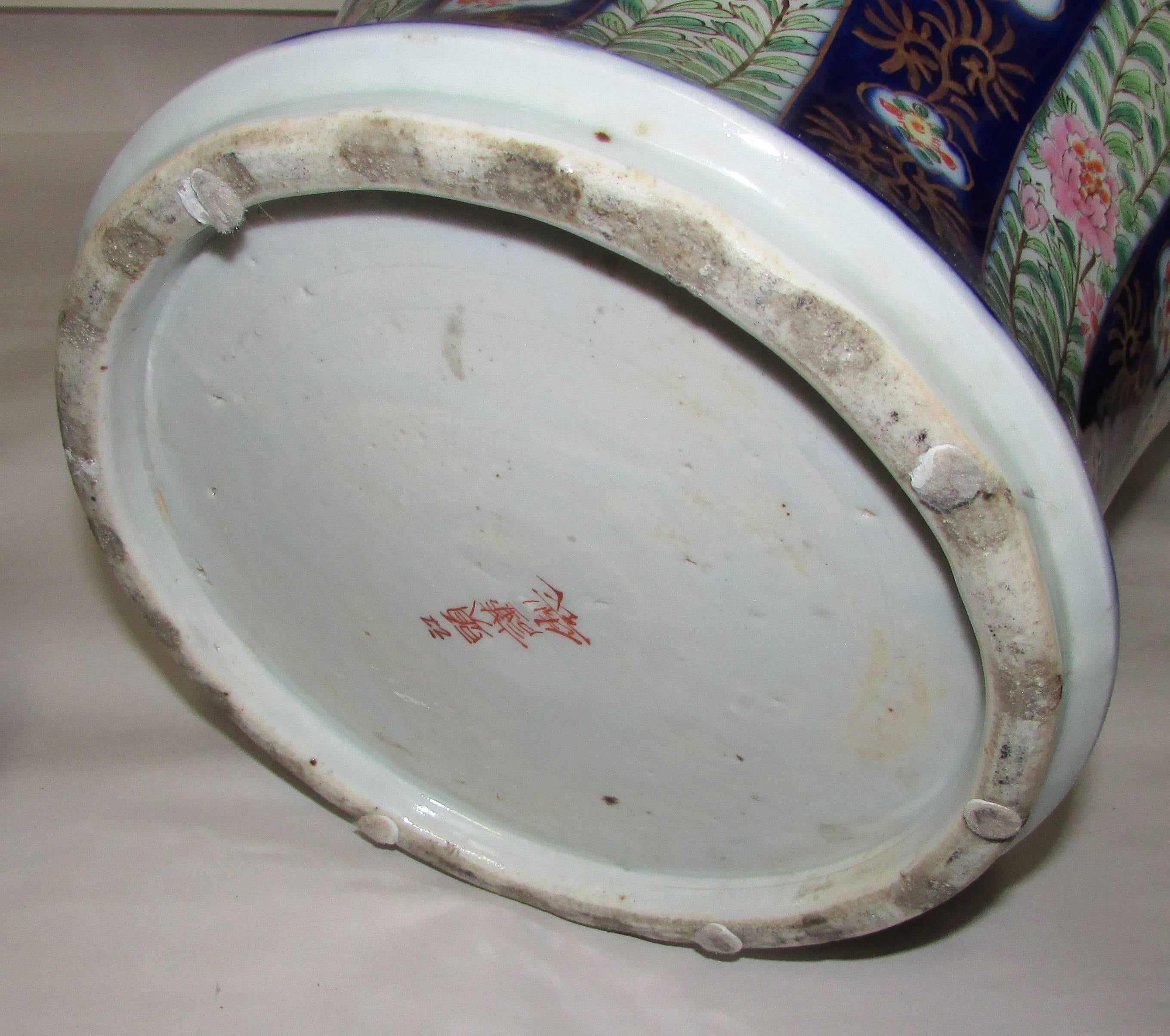 Porcelain Large Antique Japanese Imari Temple Jar