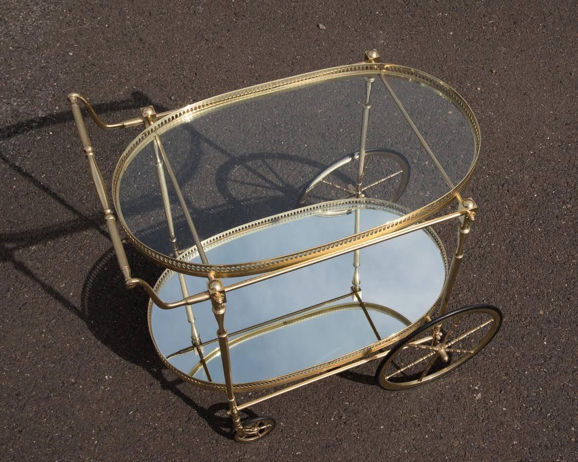 Saint Pierre and Miquelon Labarge Brass Tea Cart Trolly
