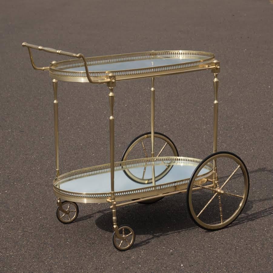 20th Century Labarge Brass Tea Cart Trolly