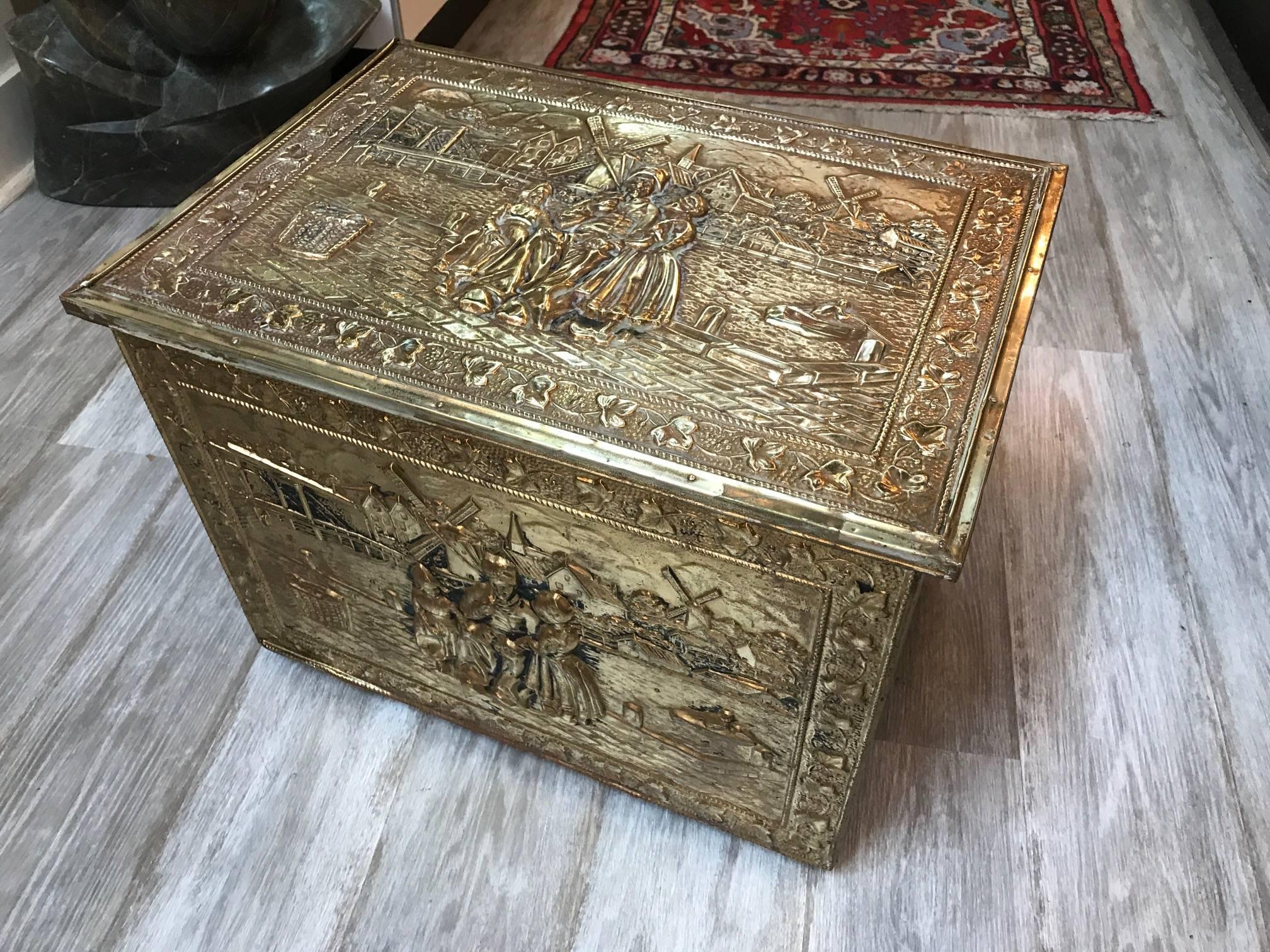 Edwardian Antique Brass Tinder Box