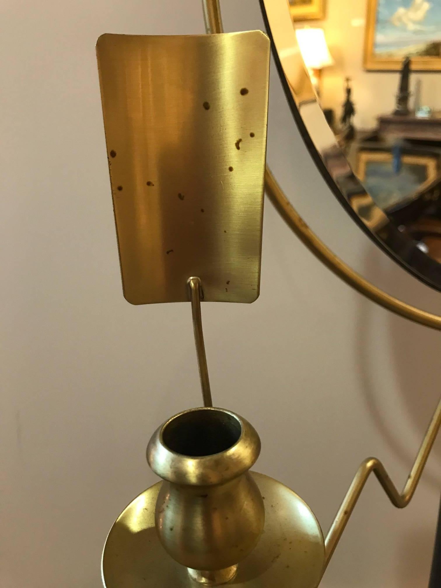 20th Century Brass and Galvanized Metal Standing Shaving Stand