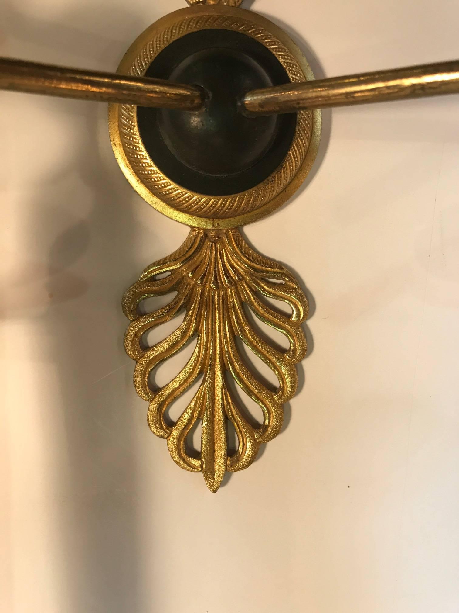 French Pair of Gilt and Patinated Bronze Empire Sconces