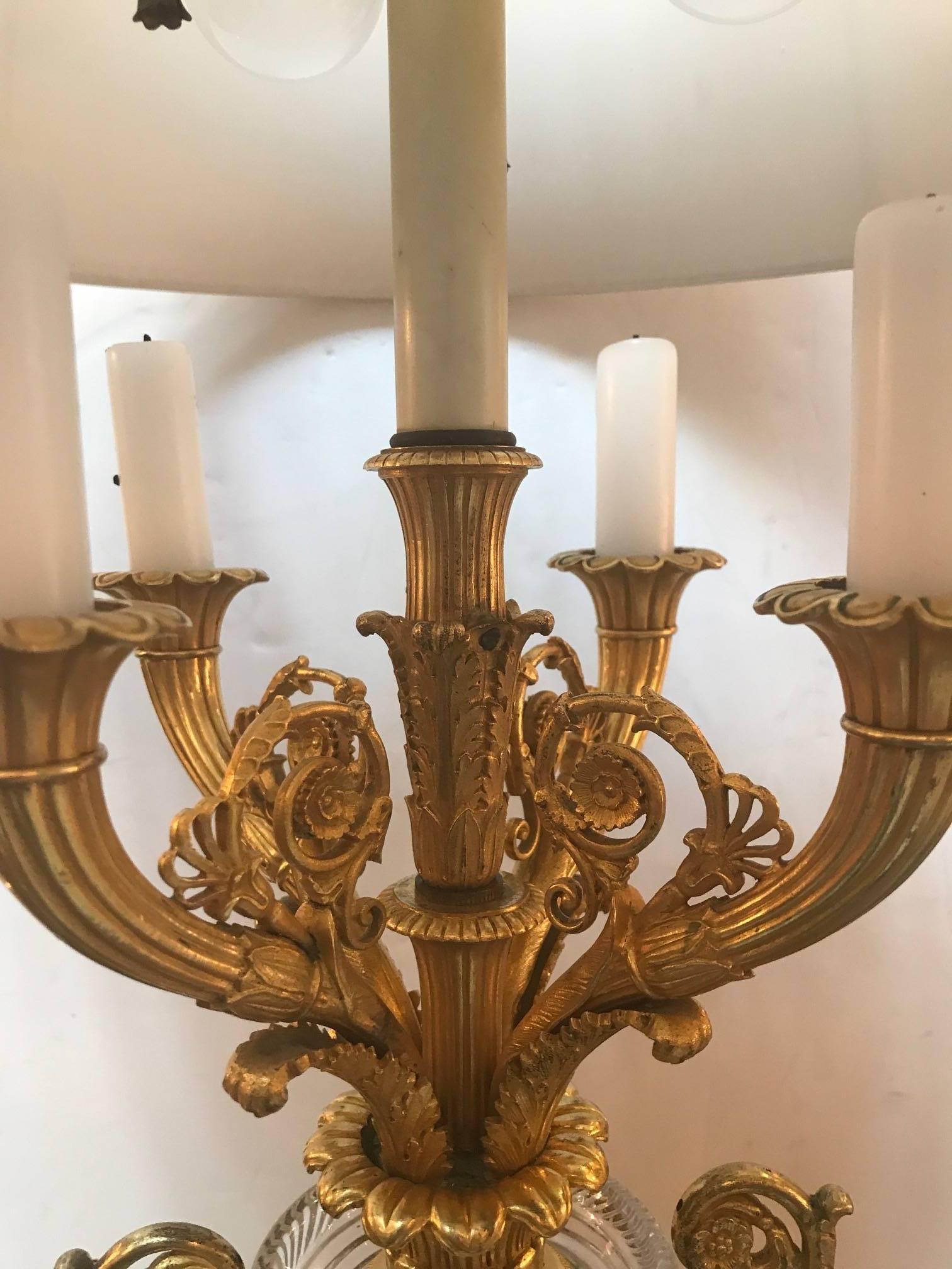 French Early 19th Century Candelabra Lamp Attributed to Baccarat
