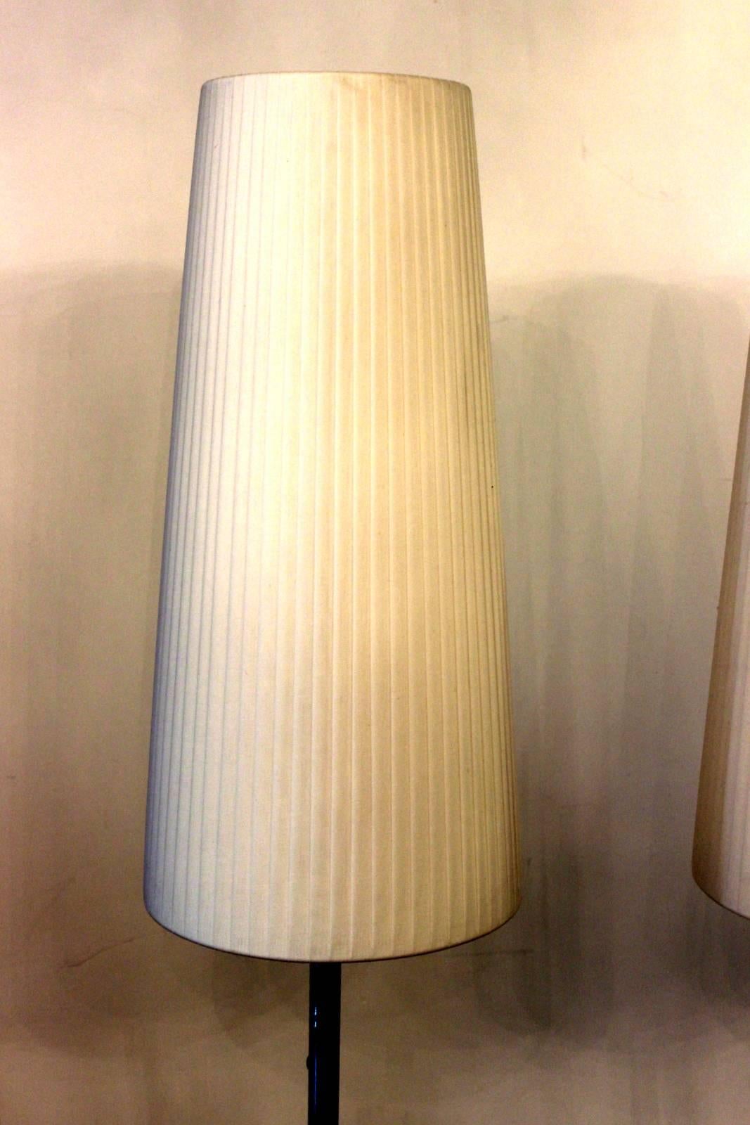 Italian Pair of Modern Chrome Floor Lamps