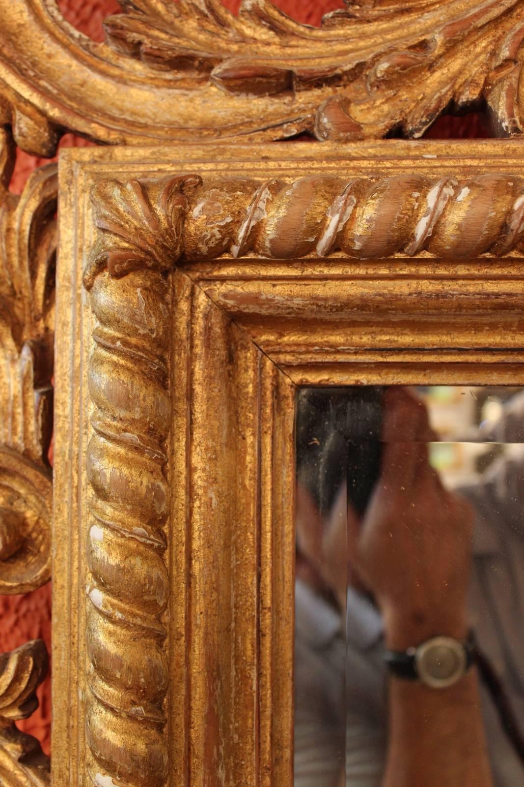 20th Century Carved Giltwood Italian Rococo Mirror