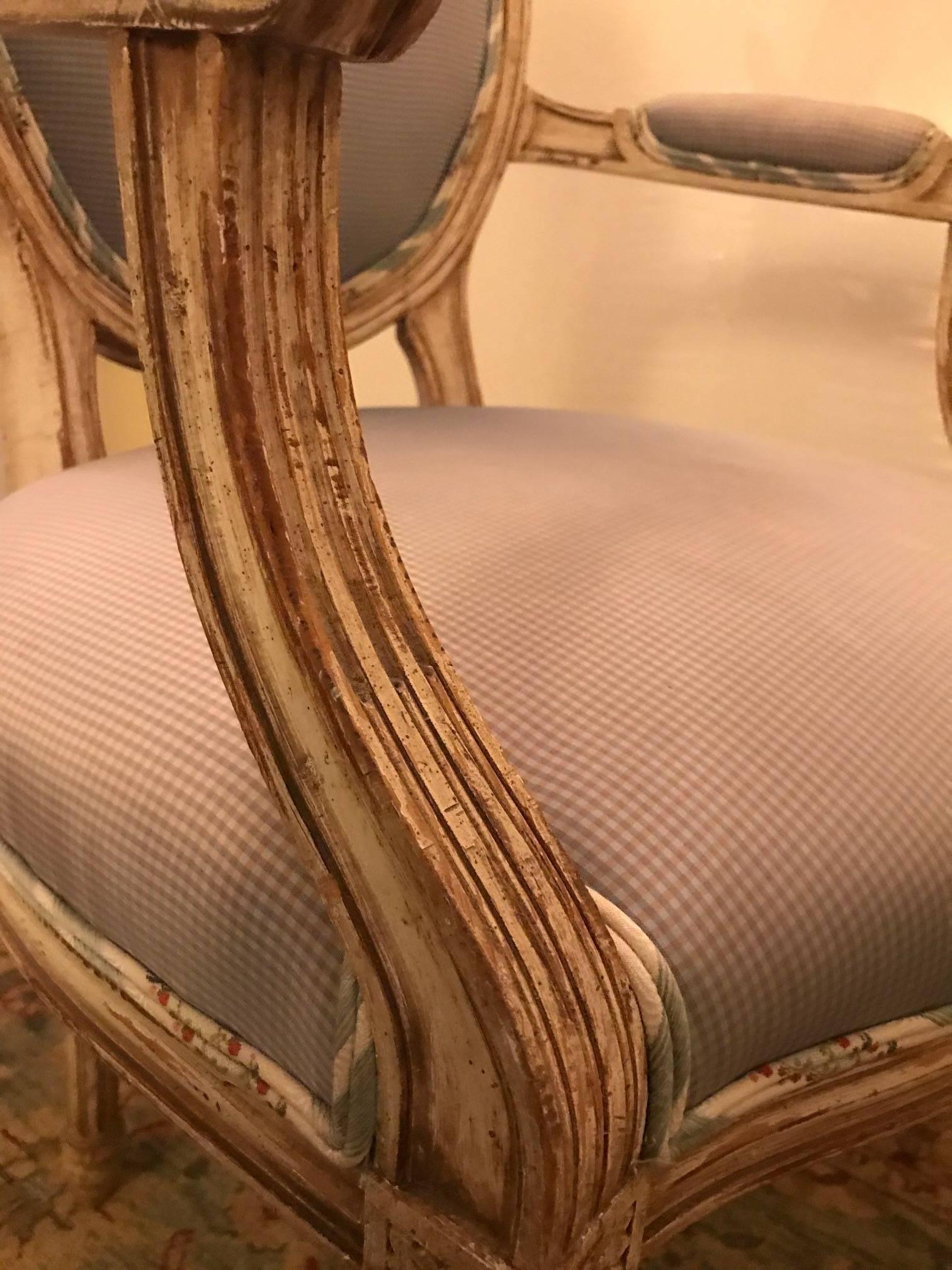 Walnut Pair of Maison Jansen Classic Louis XVI Style Armchairs
