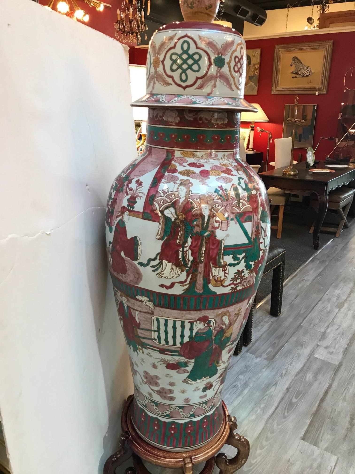Chinese Export Large Chinese Porcelain Palace Sized Temple Jar Vase