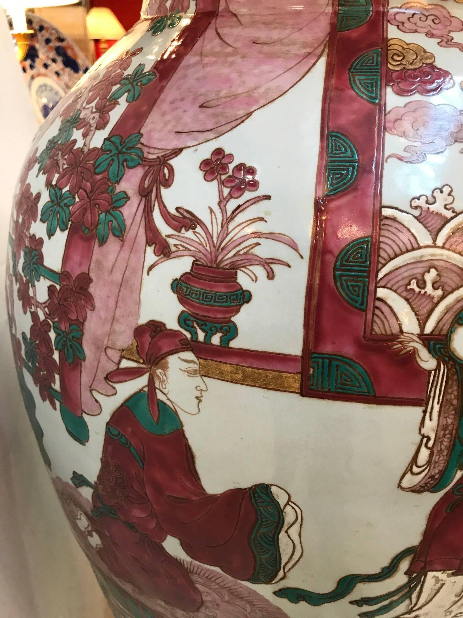 20th Century Large Chinese Porcelain Palace Sized Temple Jar Vase