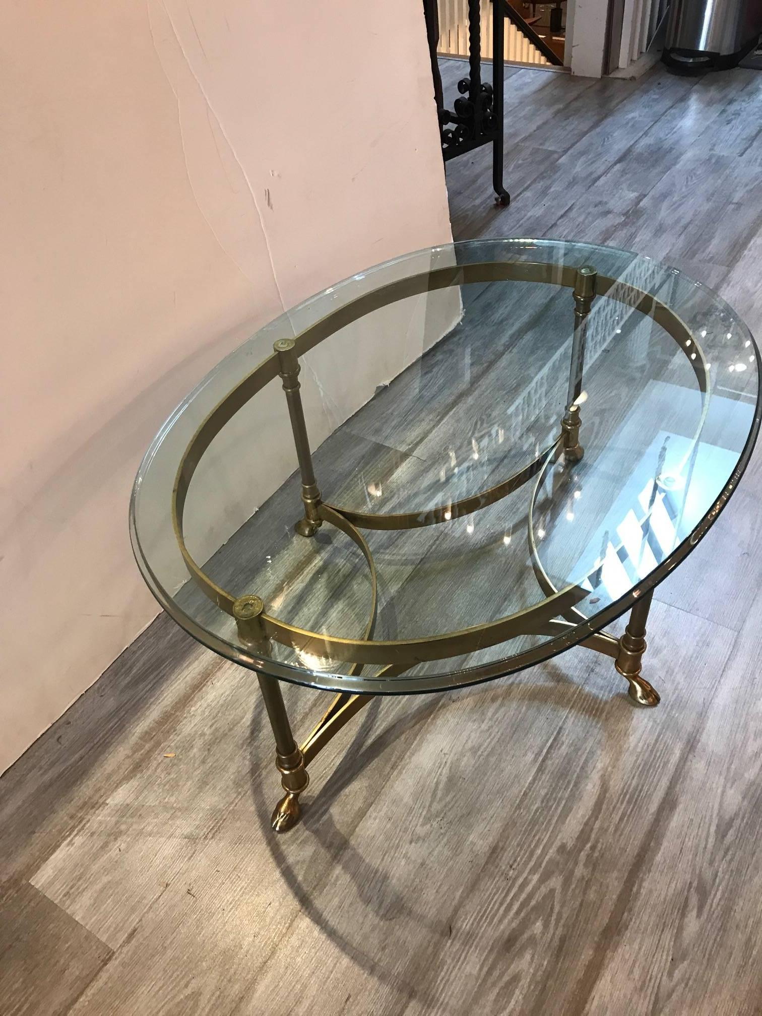 Brass and Glass Mid-Century Labarge Cocktail Table In Excellent Condition In Lambertville, NJ