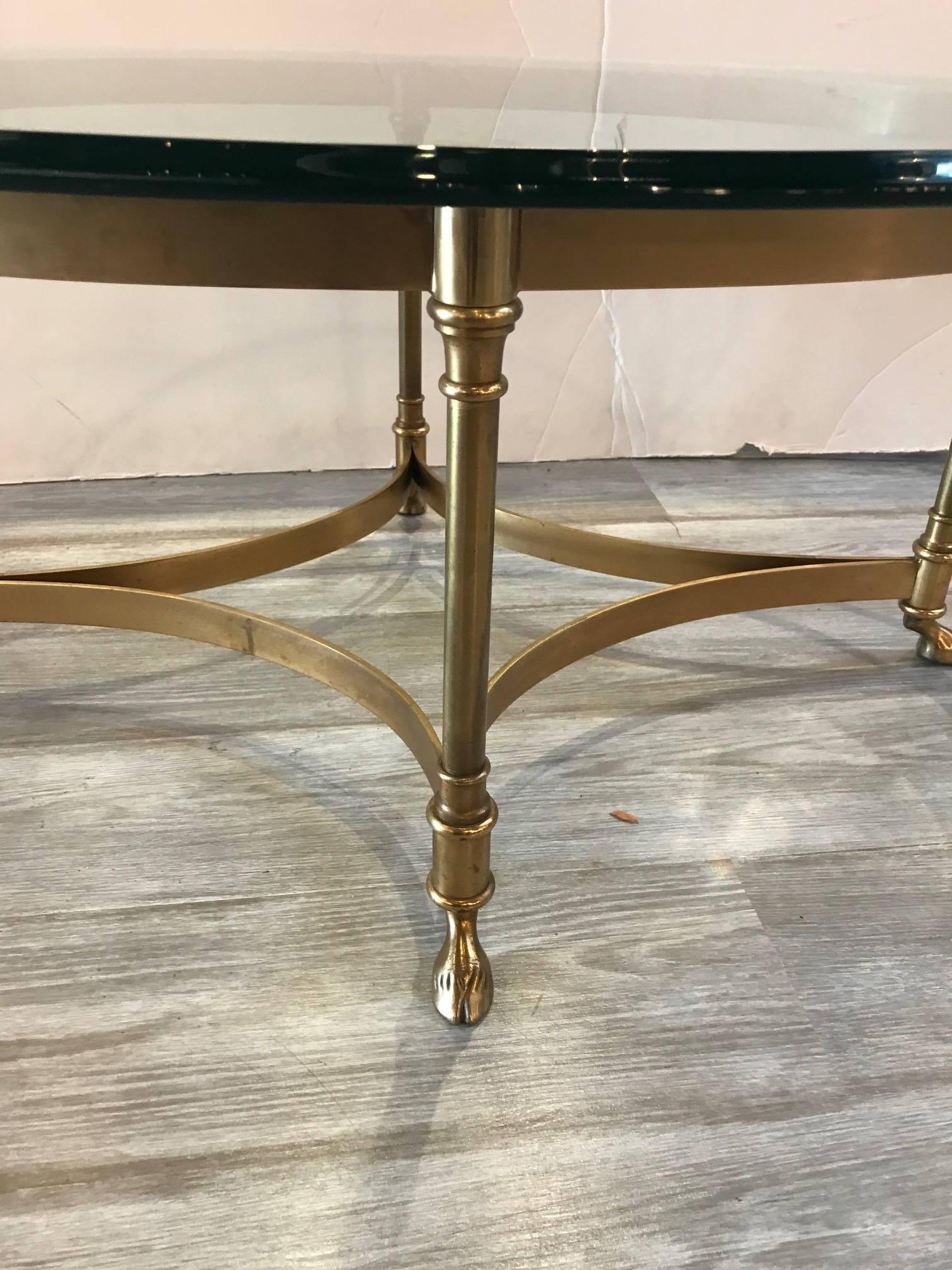 Late 20th Century Brass and Glass Mid-Century Labarge Cocktail Table