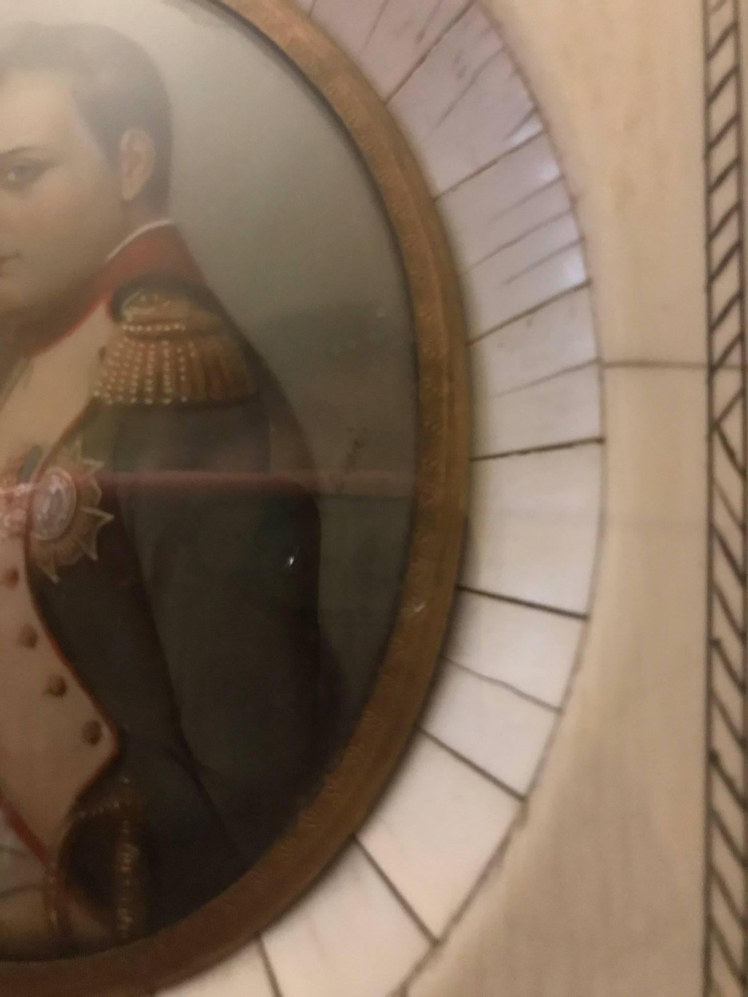 Museum Framed Pair of Miniature Portraits of Napoleon and Josephine, 1840s In Excellent Condition In Lambertville, NJ