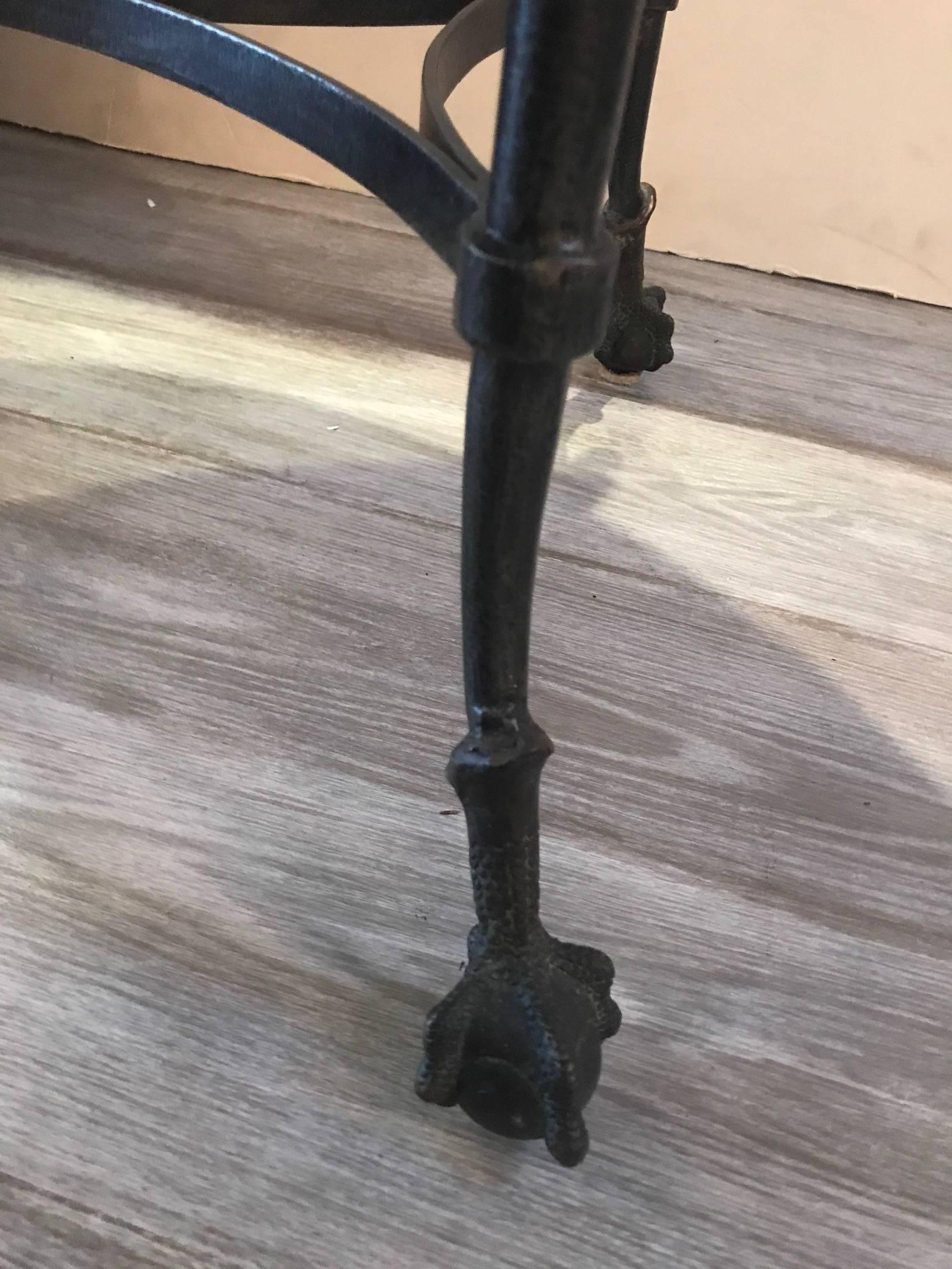 Bronze Round Lacquer and Ostrich Mosaic Topped Maitland Smith Swan Table