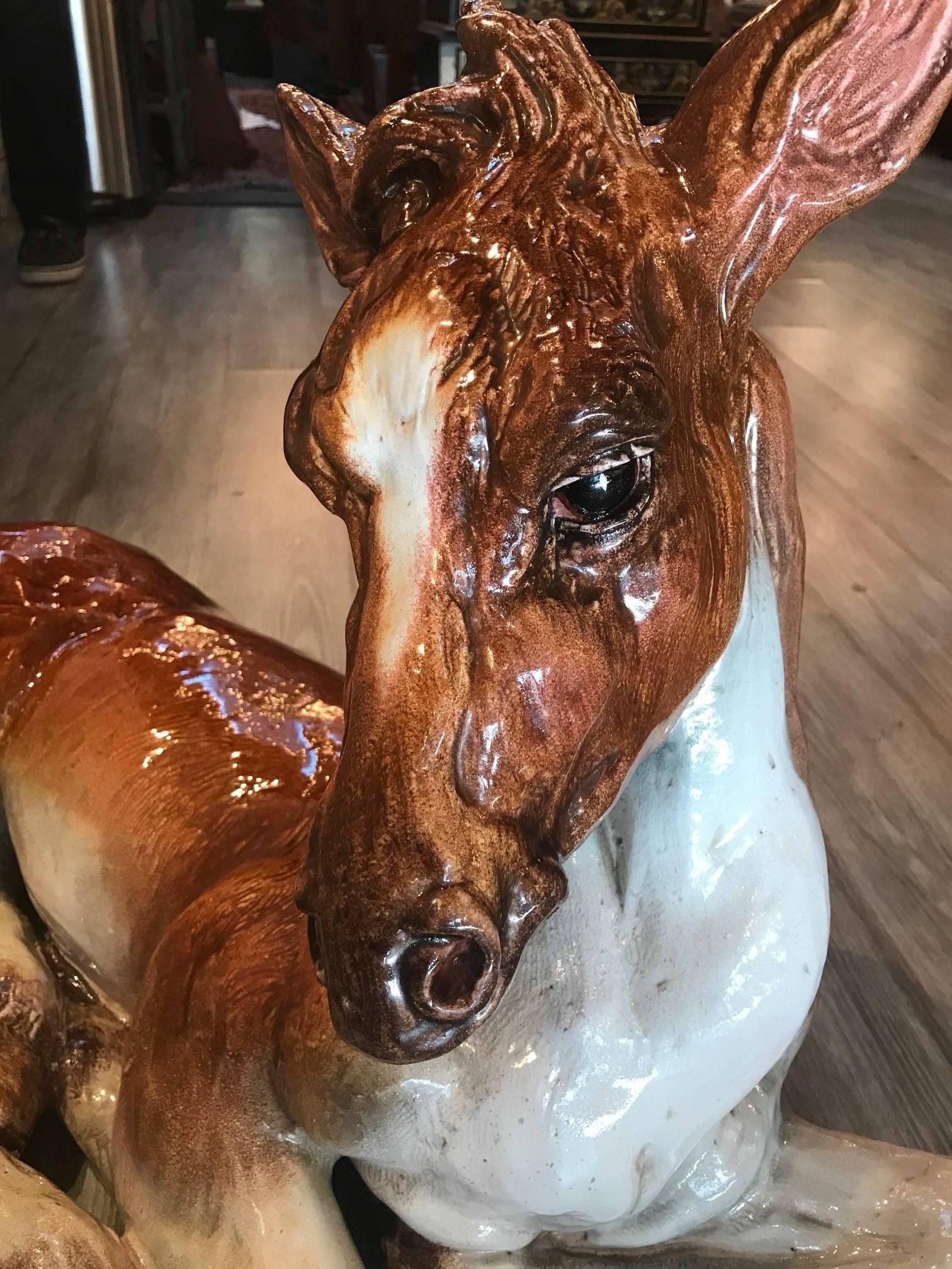 Italian Glazed Pottery Horse 3
