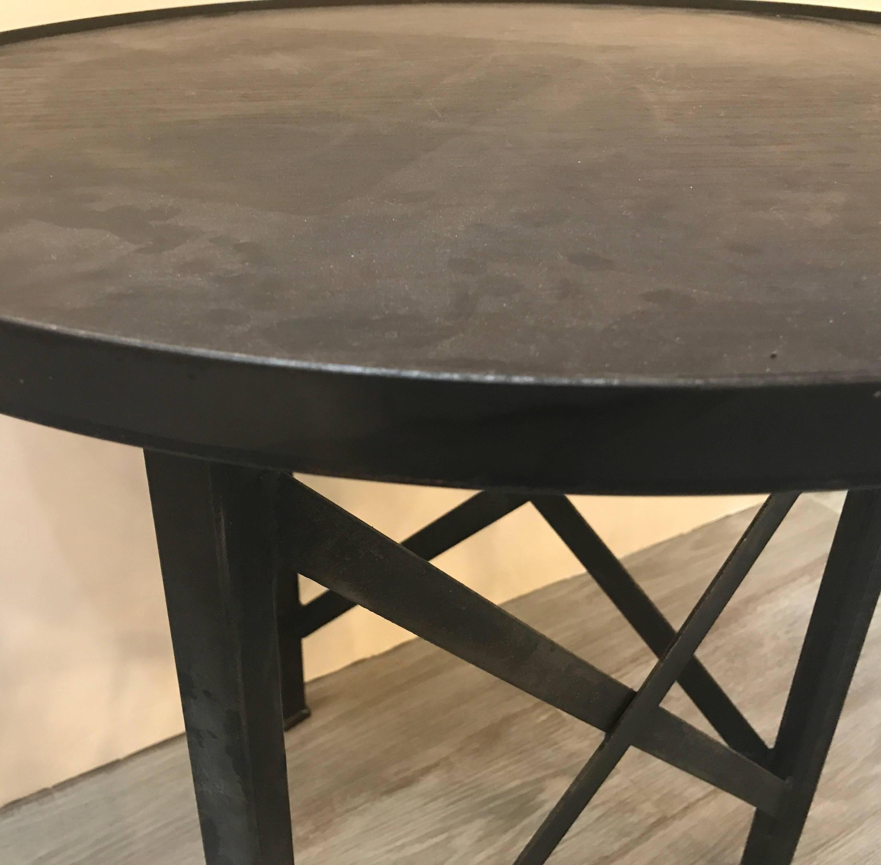 Iron Pair of Neoclassic Industrial Steel Tables
