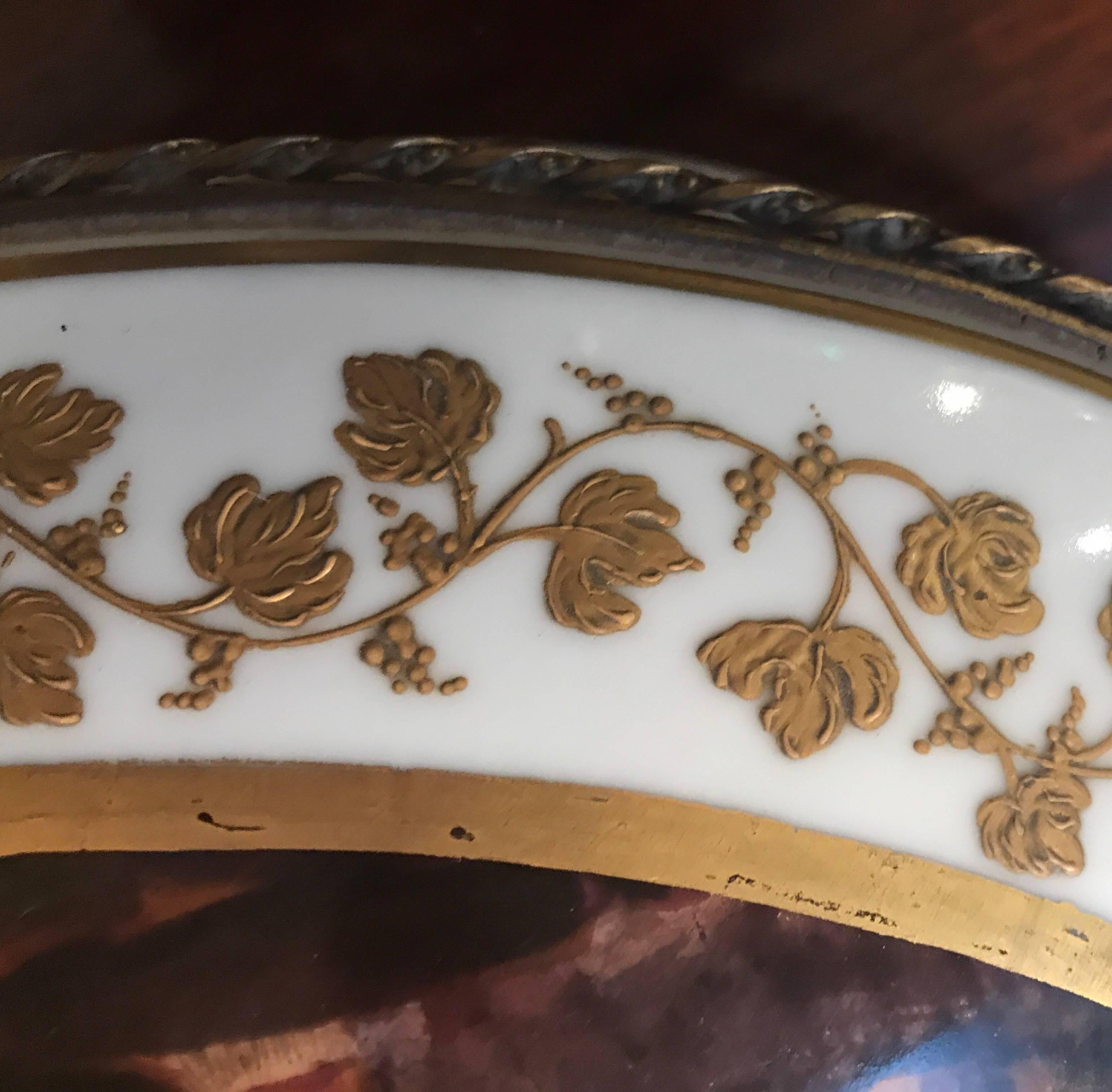 Large French Porcelain Hand-Painted Table Box In Excellent Condition In Lambertville, NJ