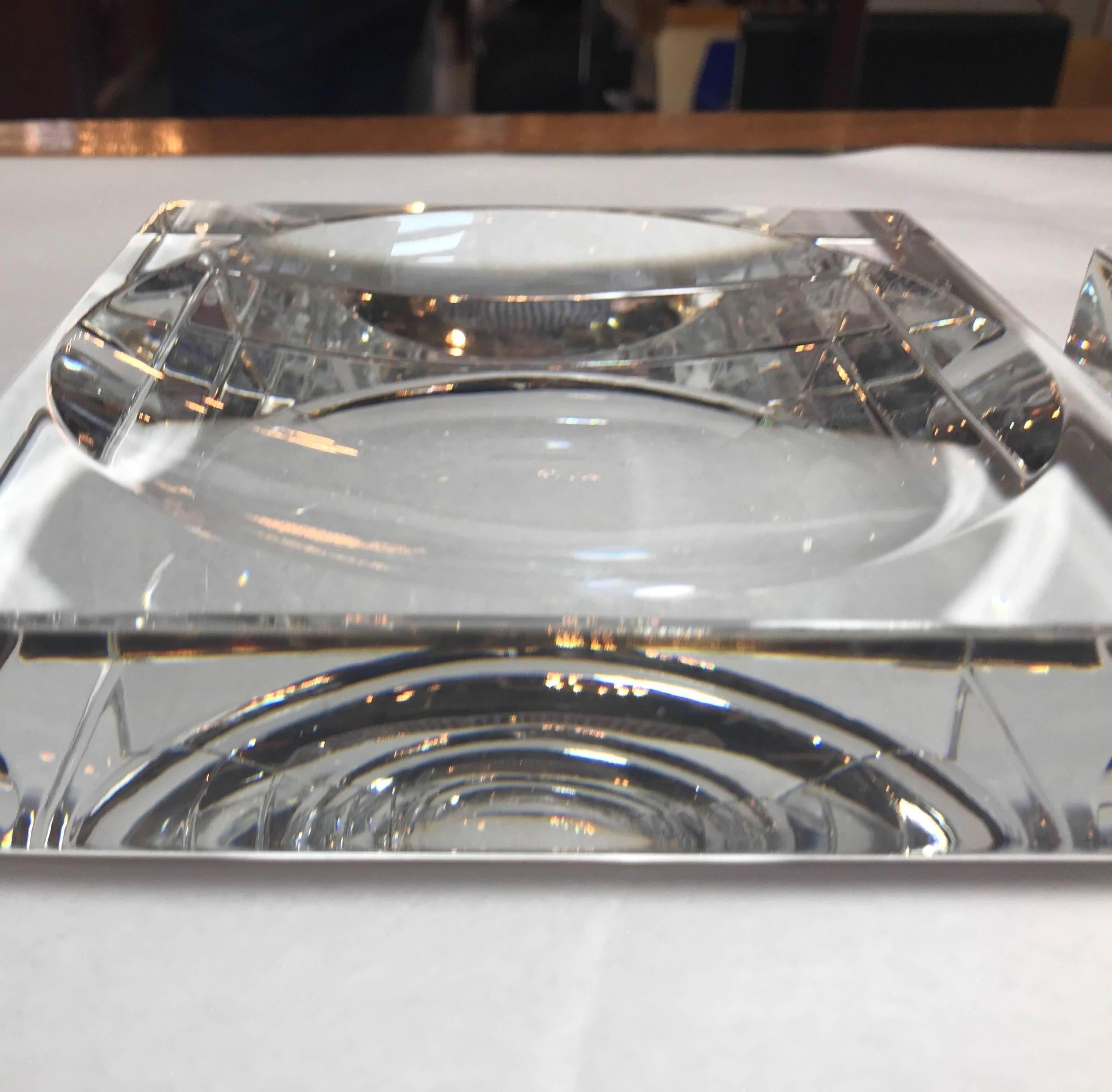 Crystal Pair of Signed Baccarat Square Candy Dishes