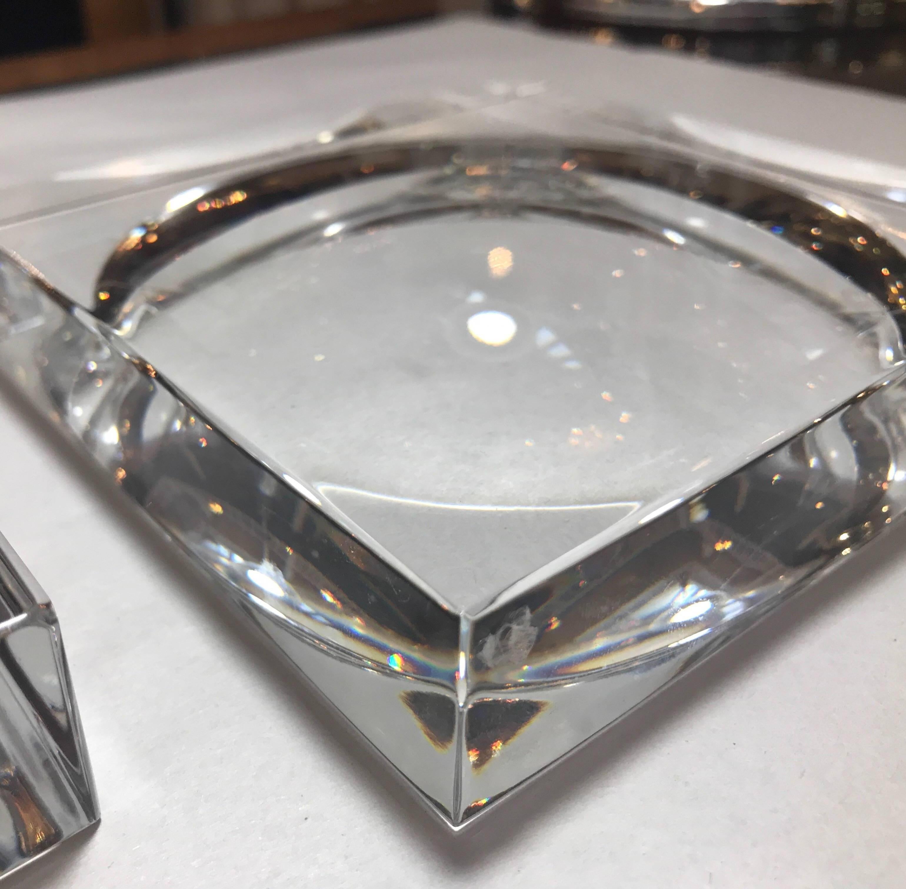 Pair of Signed Baccarat Square Candy Dishes 1