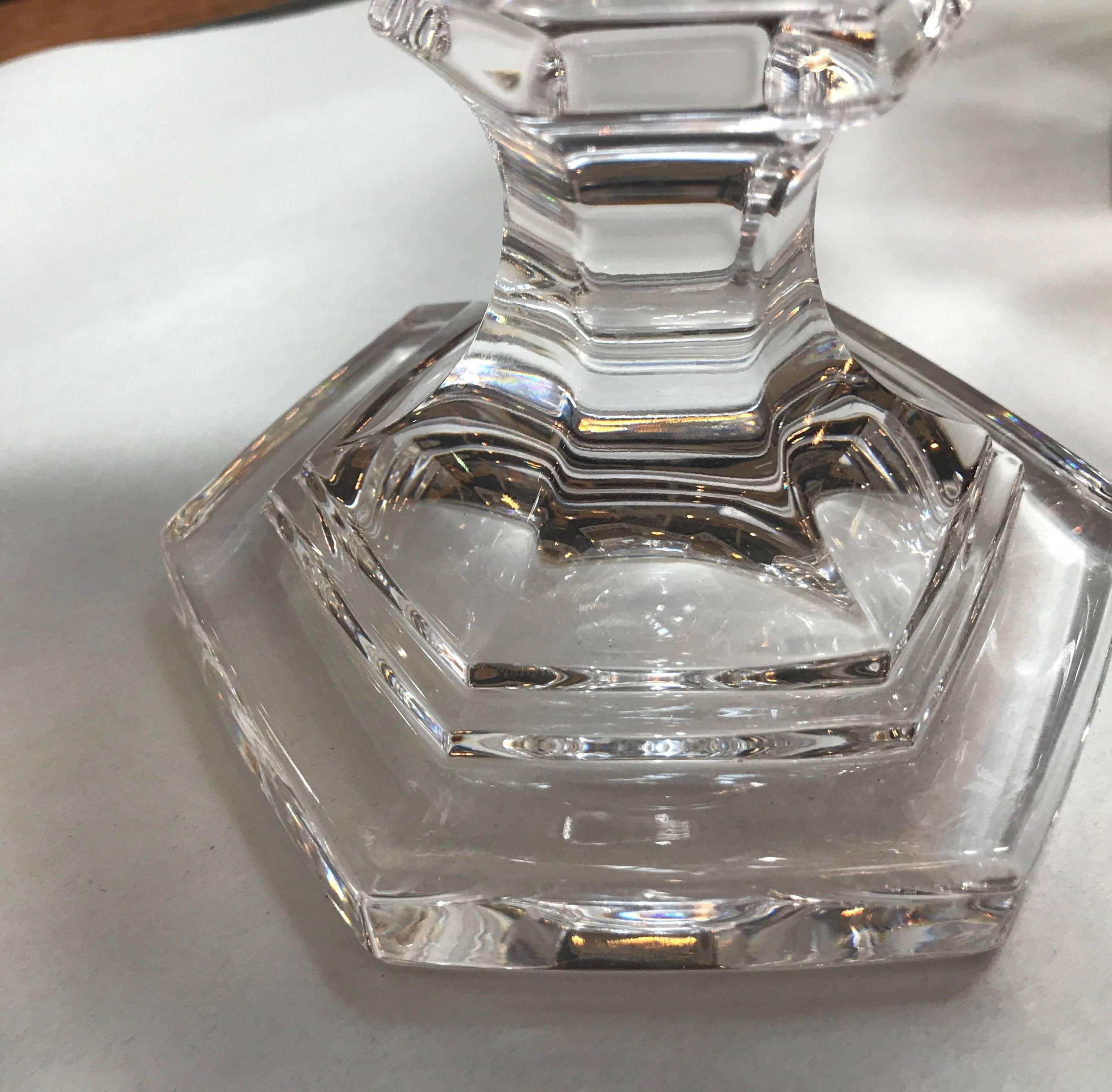 Pair of Water Clear Crystal Panel Cut Urns 2