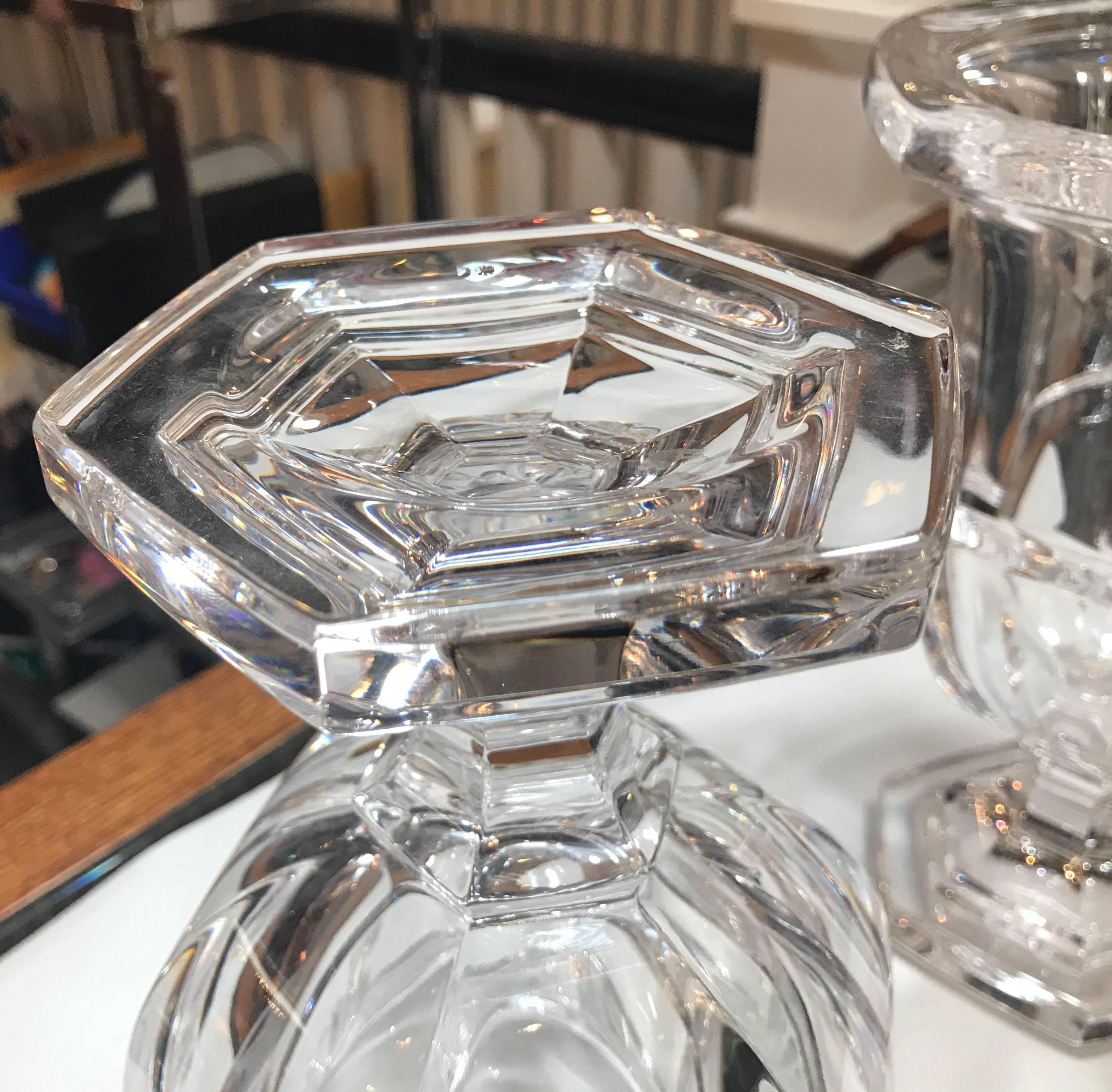 Pair of Water Clear Crystal Panel Cut Urns 3