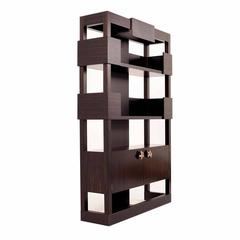 Contemporary Chester Bookcase or Shelving Unit in Oak or Walnut with Bronze