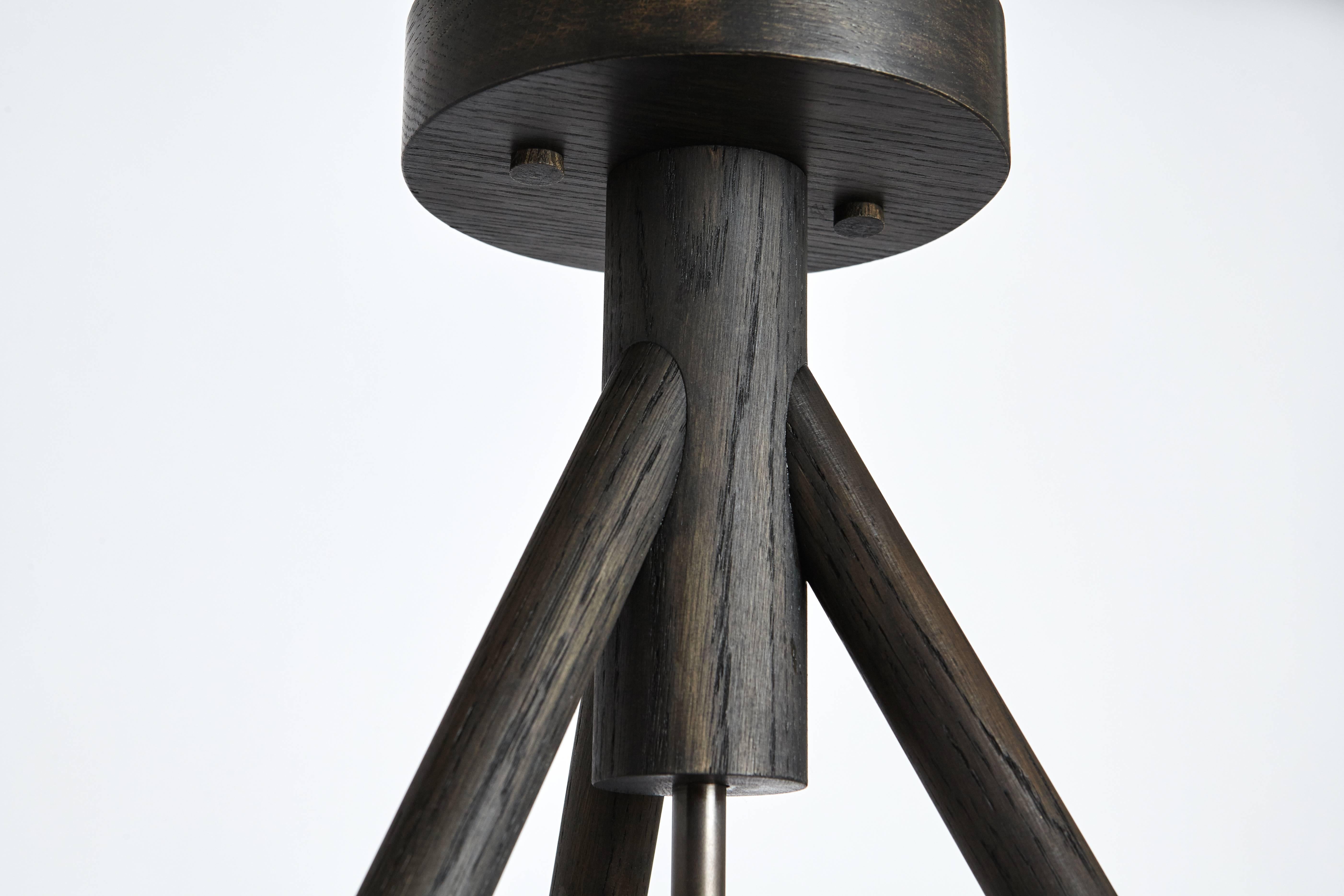 Adirondack Workstead Lodge Chandelier Three in Oxidized Ash and Blackened Steel  For Sale