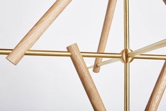 Workstead Lodge Chandelier V in Natural Oak and Hewn Brass