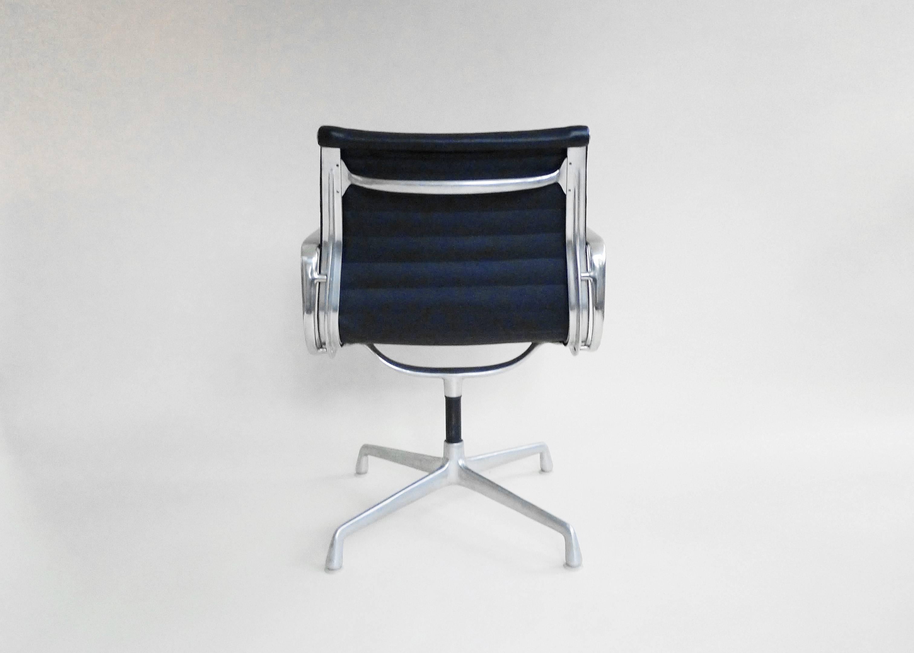 American Eames Aluminum Group Office Chairs with Ribbed Leather Slings