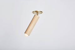 Workstead Lodge Flush Mount in Natural Oak and Hewn Brass