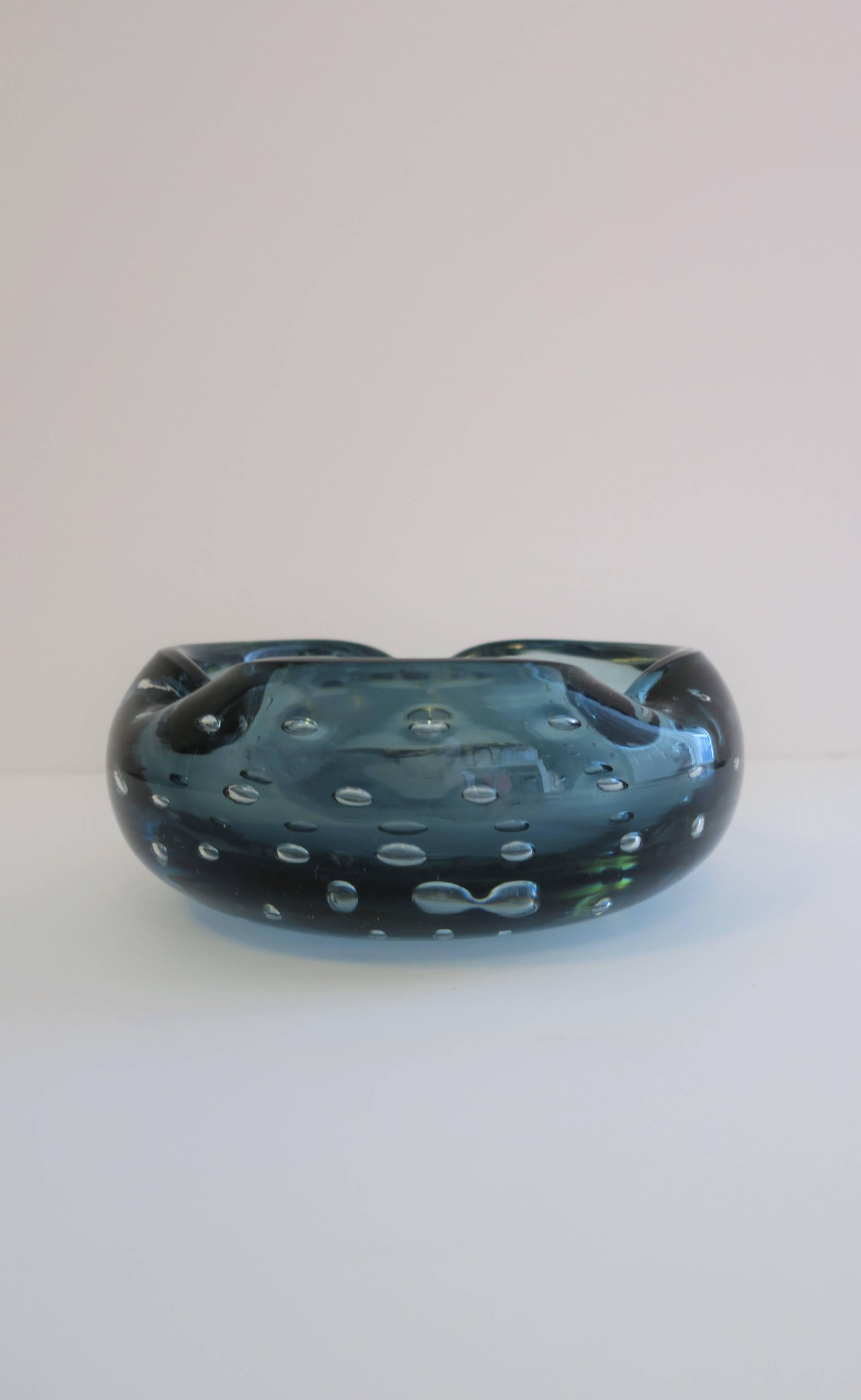 Modern Italian Murano Blue Art Glass Bowl