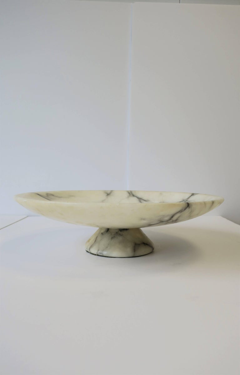 Italian Black and White Marble Tazza Compote or Centerpiece Bowl at