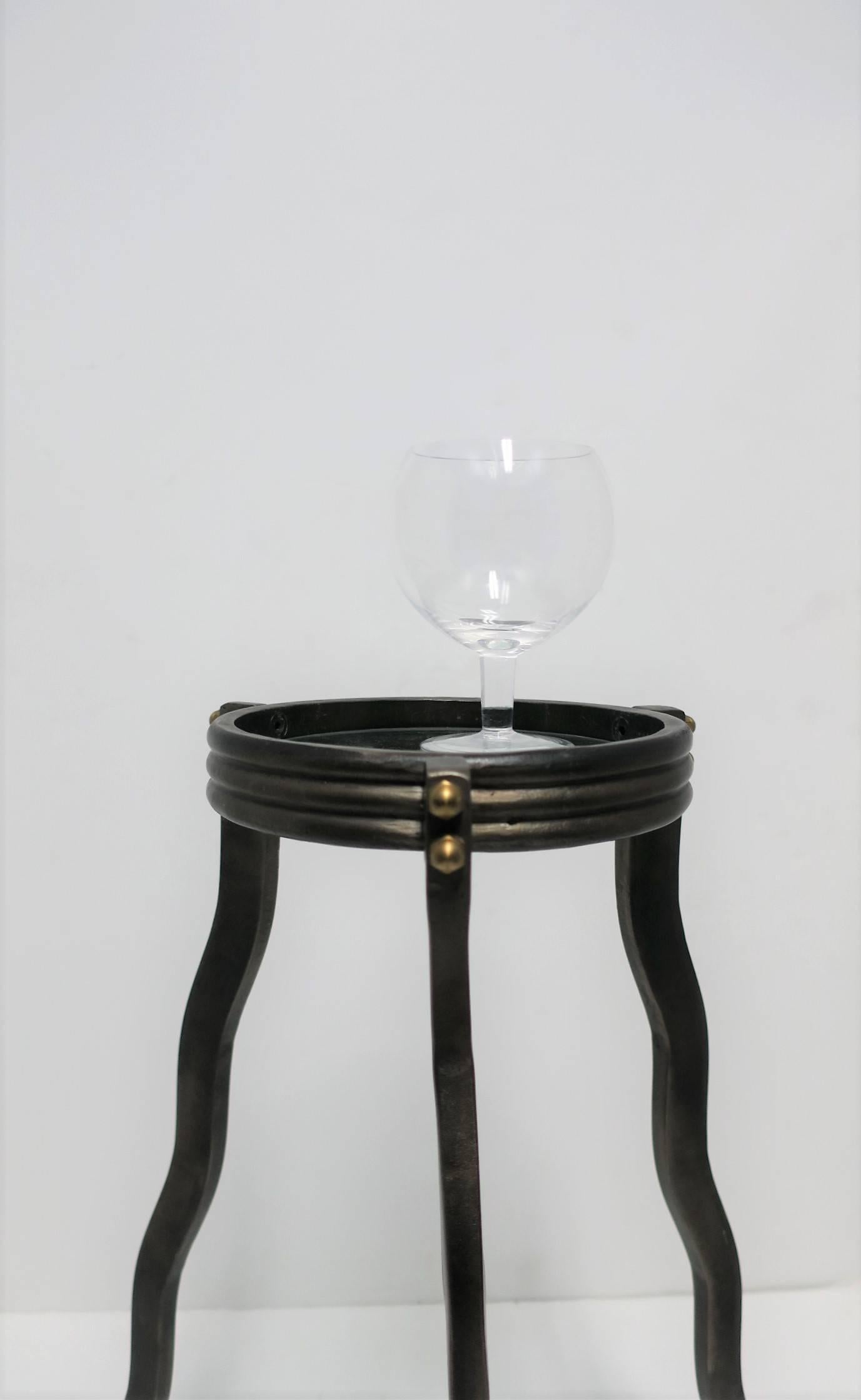 Metal Brass and Glass Small Round Side or Drinks Table 1