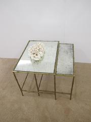 French Brass Bamboo and Glass Nesting, Side, or End Tables