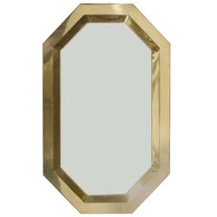 Brass Framed Octagonal Wall Mirror, 1970s