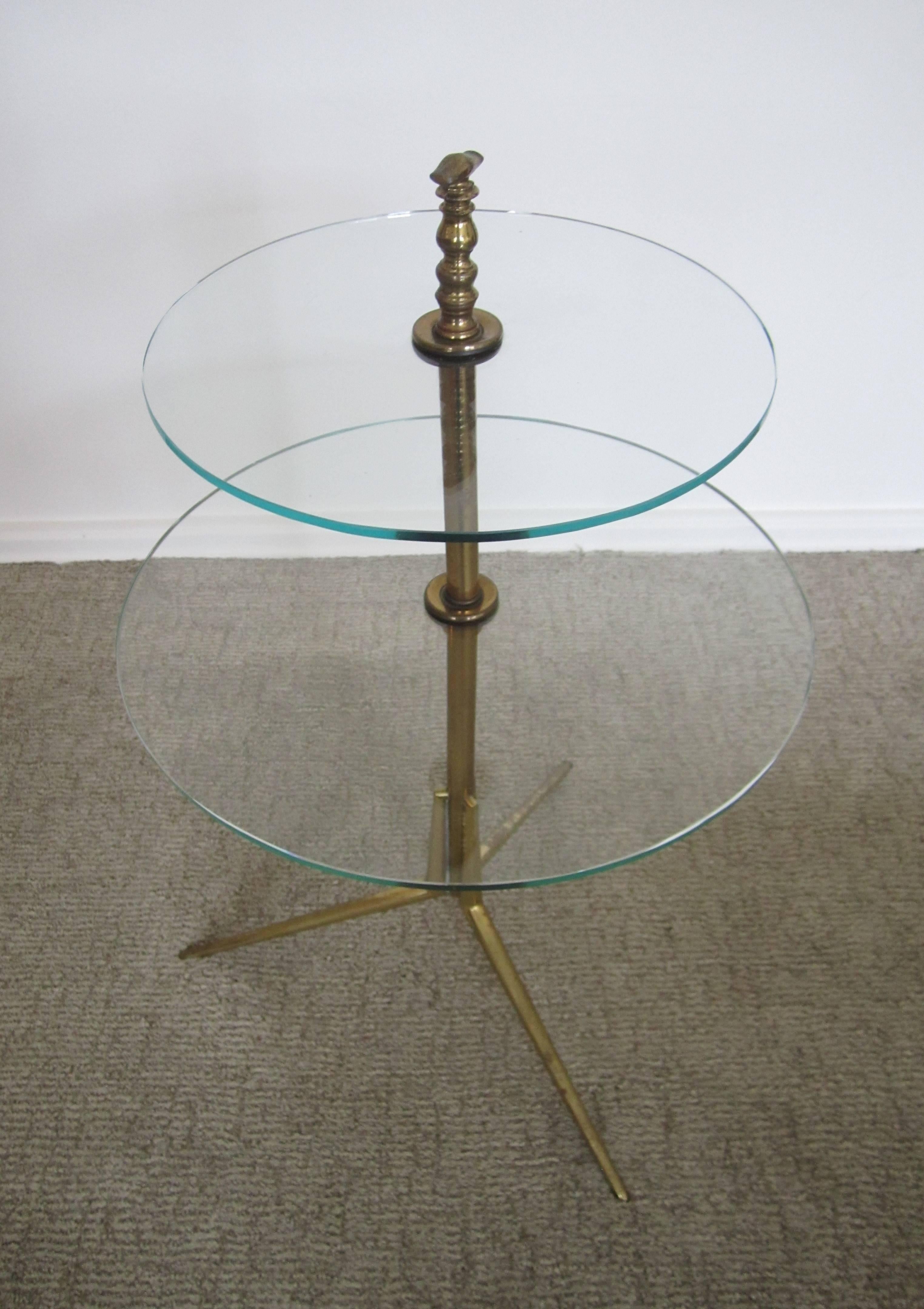 Vintage Modern Brass and Glass Side Table after Gio Ponti, Italy 1