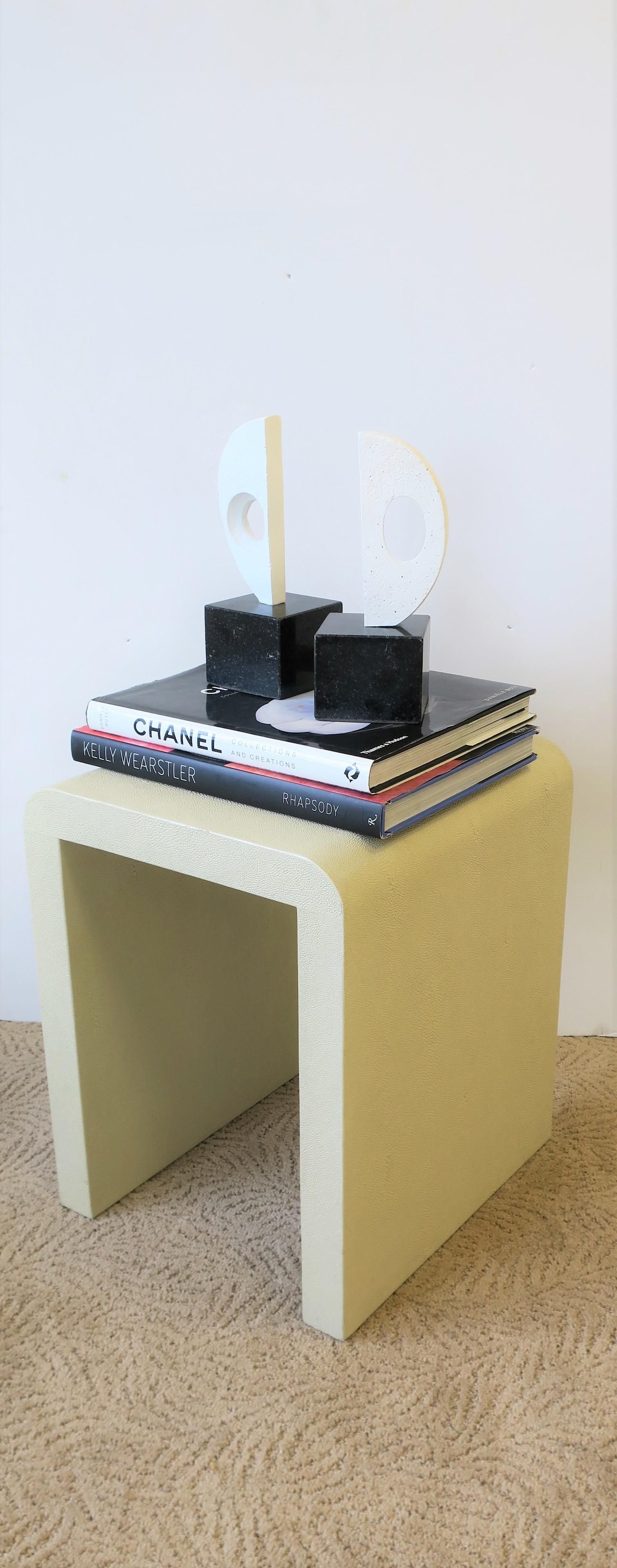 Granite Black and White Plaster Abstract Sculptures or Bookends on Marble Bases