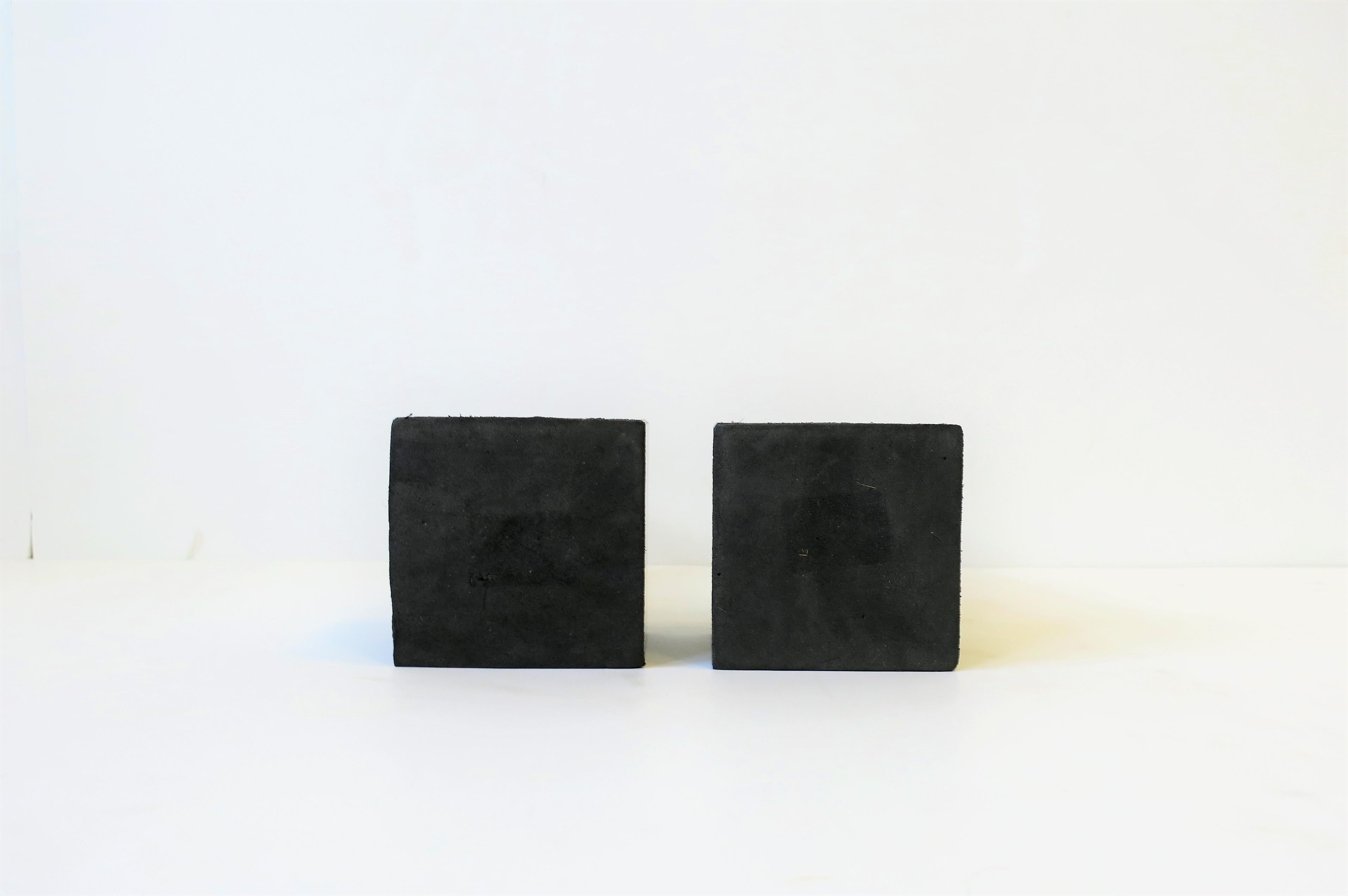 Black and White Plaster Abstract Sculptures or Bookends on Marble Bases 11