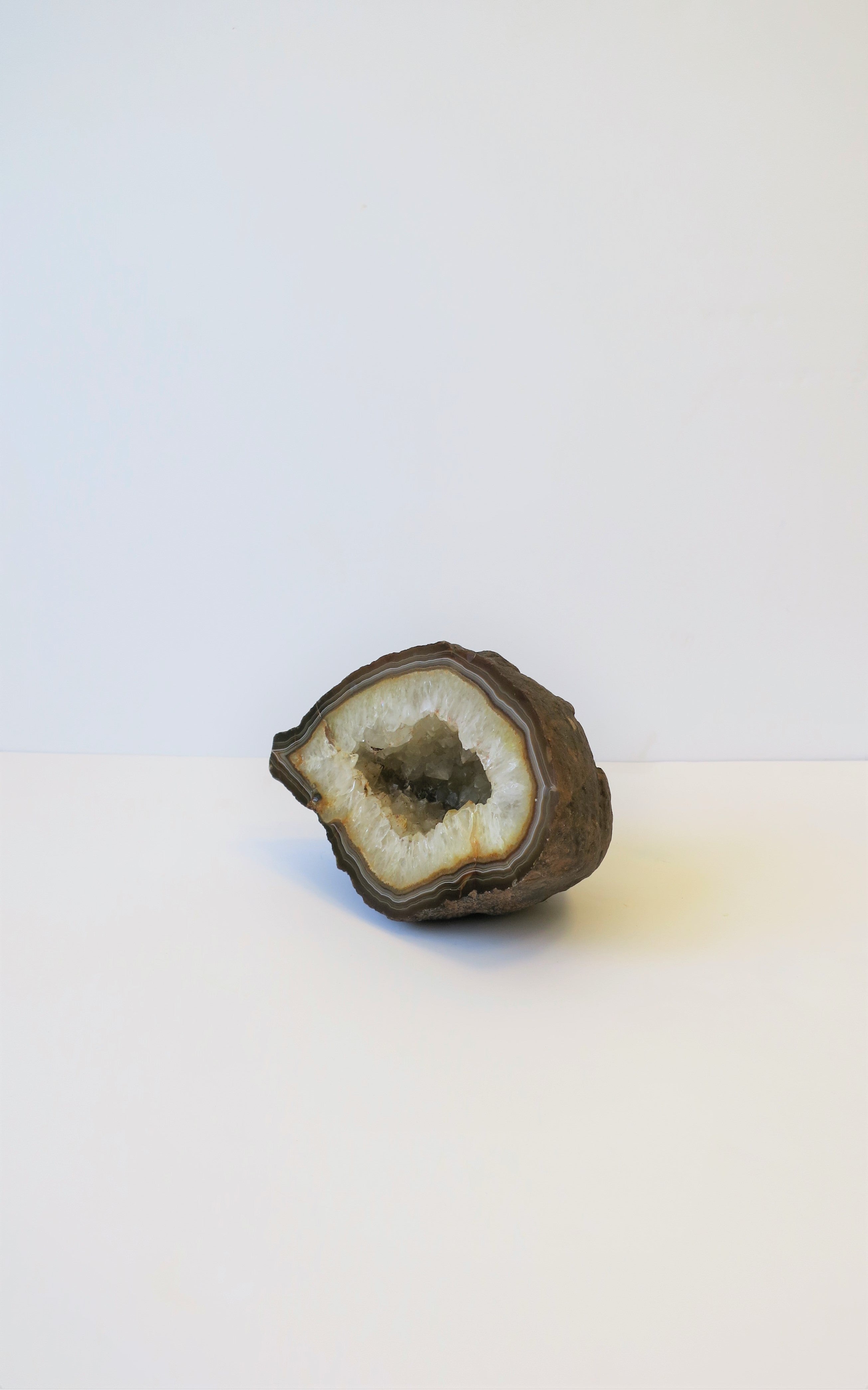 Natural Agate Geode White And Brown Scuplture For Sale At 1stdibs