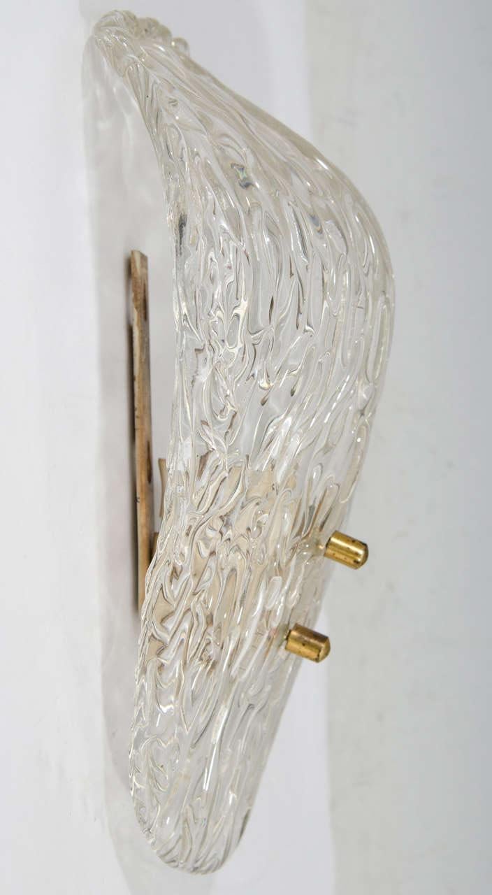 20th Century Scandinavian Modern Glass and Brass Wall Sconce by Carl Fagerlund for Orrefors For Sale
