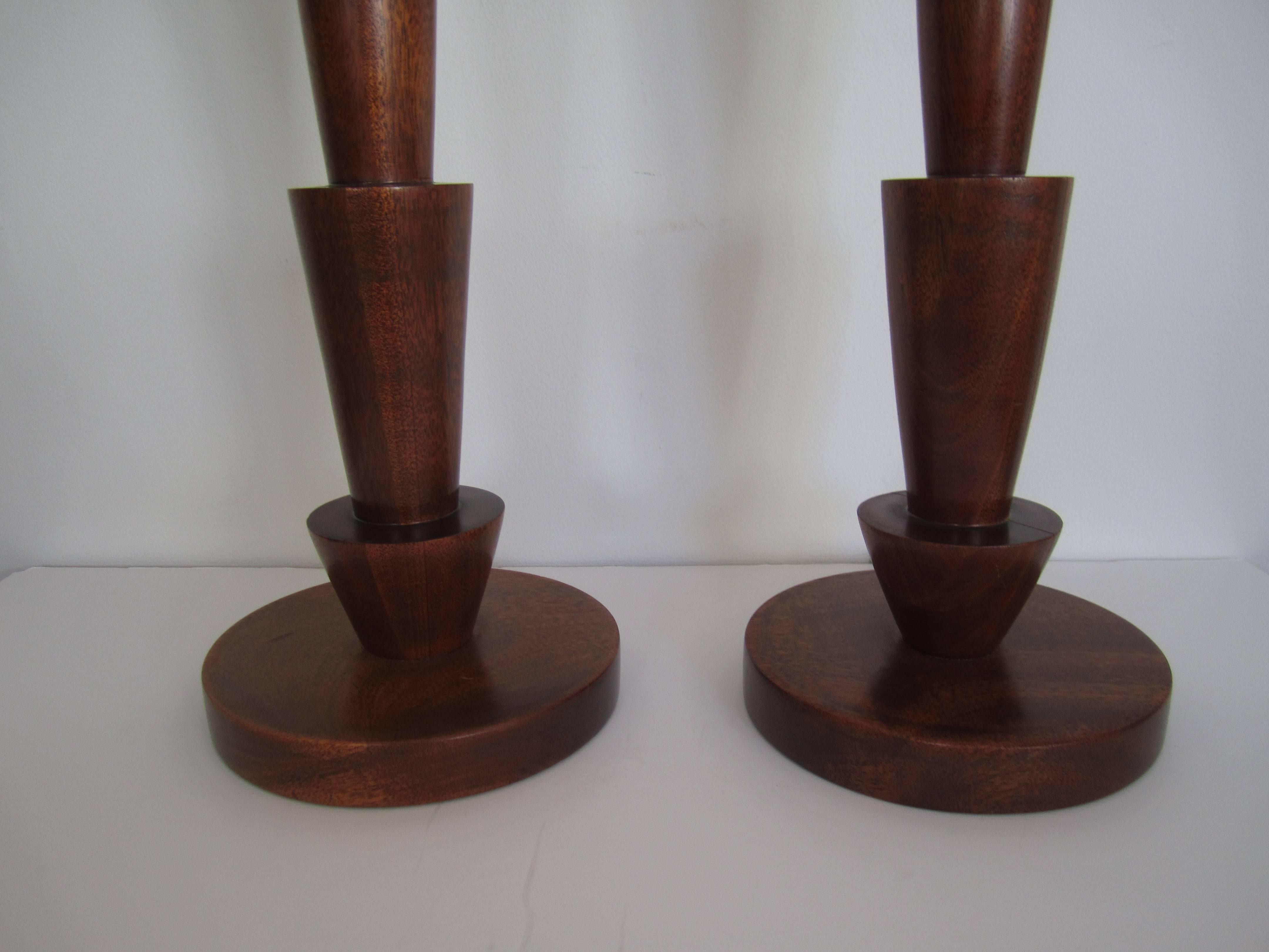 Tall Scandinavian Modern Walnut Table Lamps 5